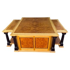 Neo-Classical Style Custom Kastanienwurzel & Ahorn Couchtisch W / Lagerung