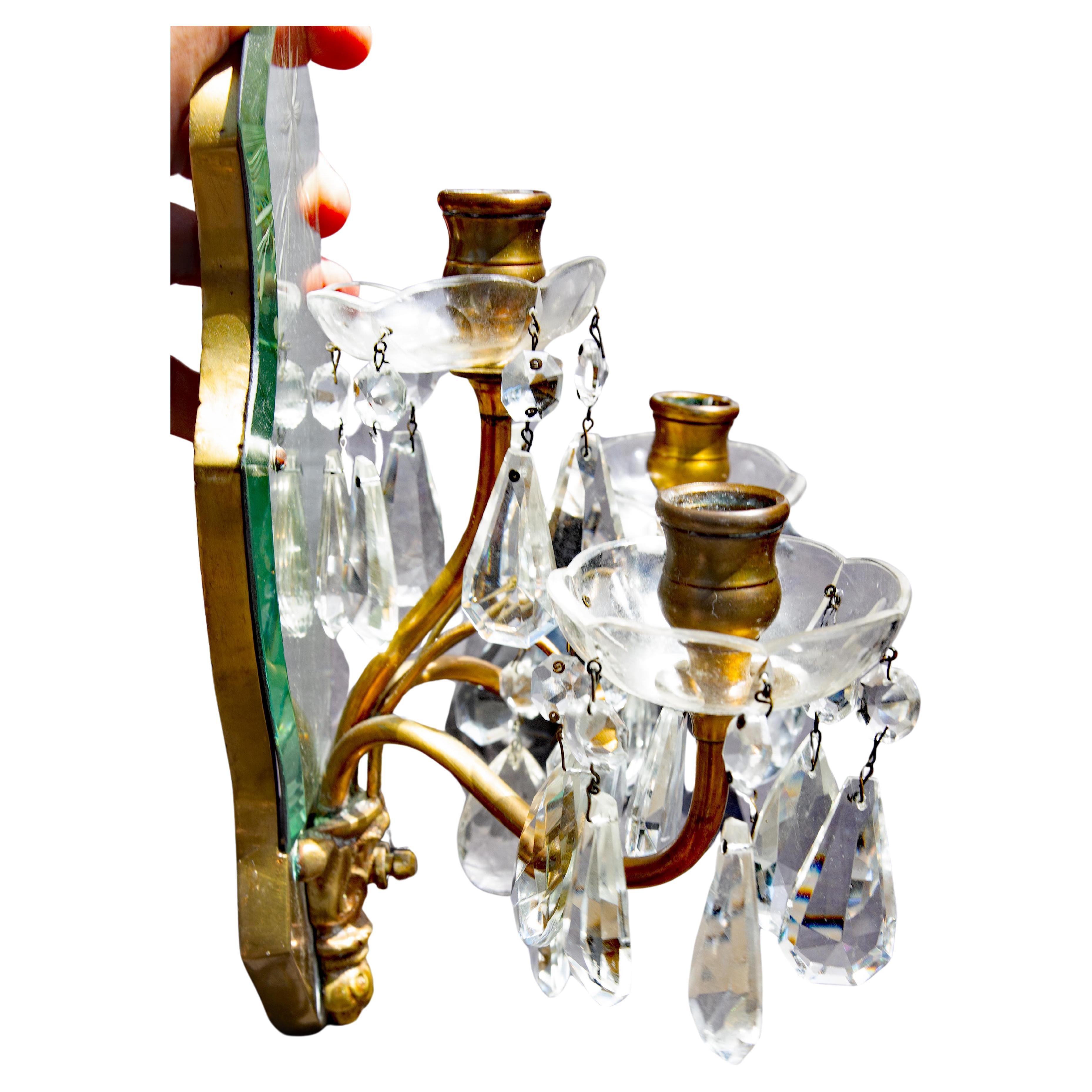 Neo-Classical Style Etched Mirror Back Sconces Early 20th Century Set of Four In Good Condition For Sale In Rochester, NY