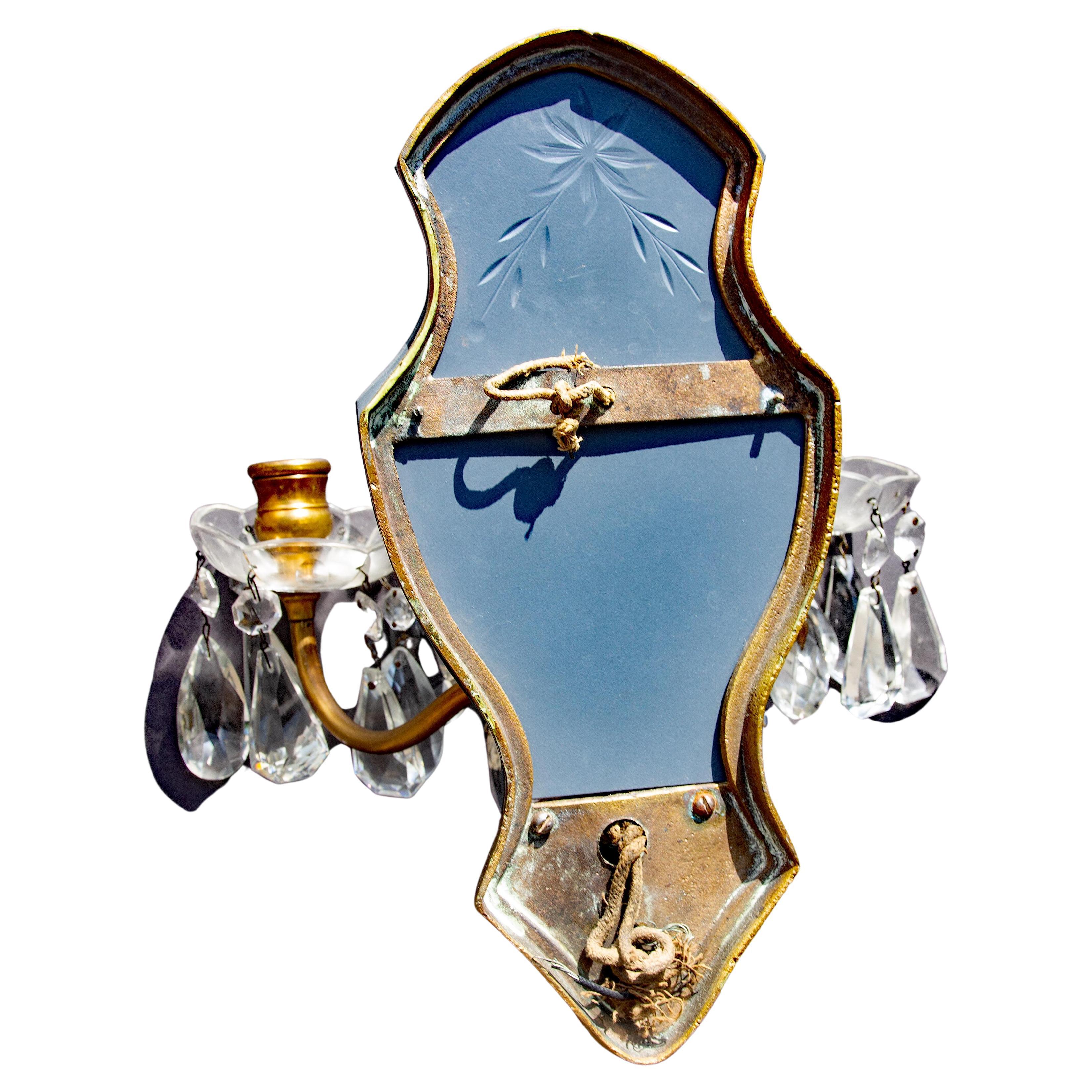 Neo-Classical Style Etched Mirror Back Sconces Early 20th Century Set of Four For Sale 2