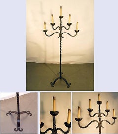 Neoclassical Style Floor Lamp in Wrought Iron, circa 1950