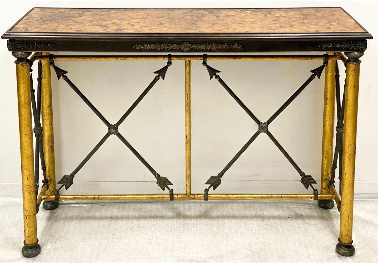 Neo-Classical Style Gilt and Bronze Console Table Att. to Maitland-Smith In Good Condition In Kennesaw, GA