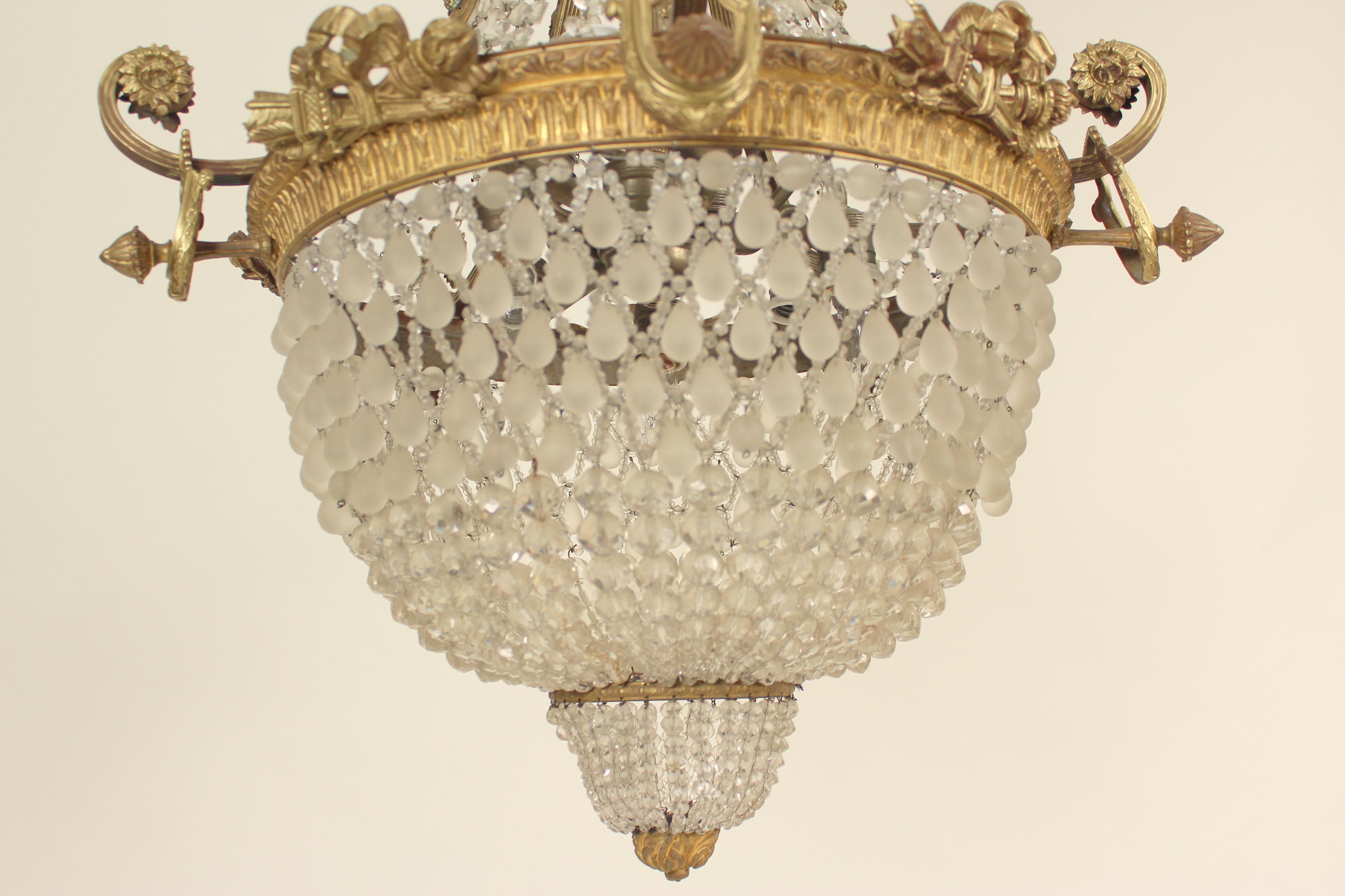 Neoclassical Style Gilt Bronze and Crystal Chandelier For Sale 6