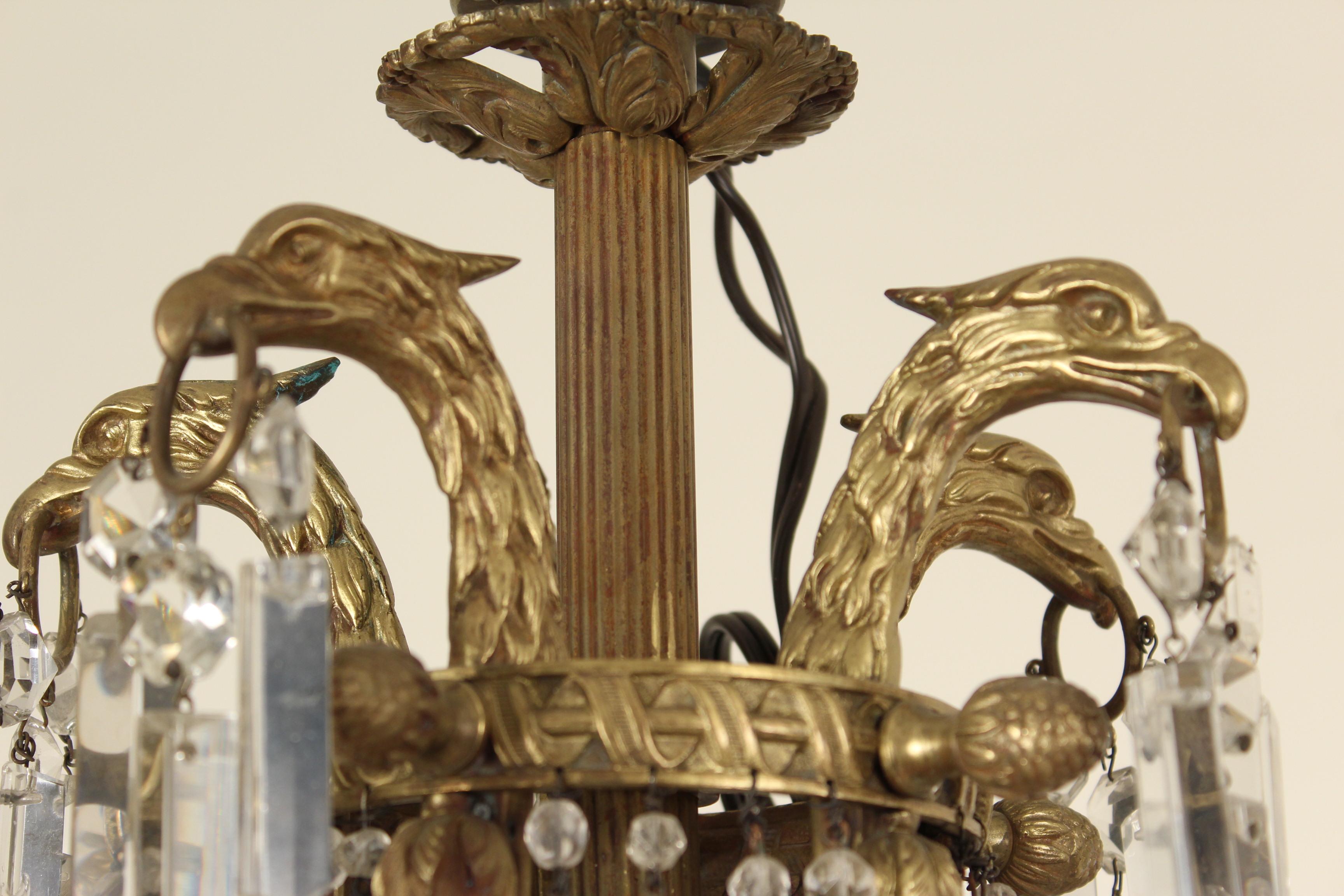 Neoclassical Style Gilt Bronze and Crystal Chandelier For Sale 3