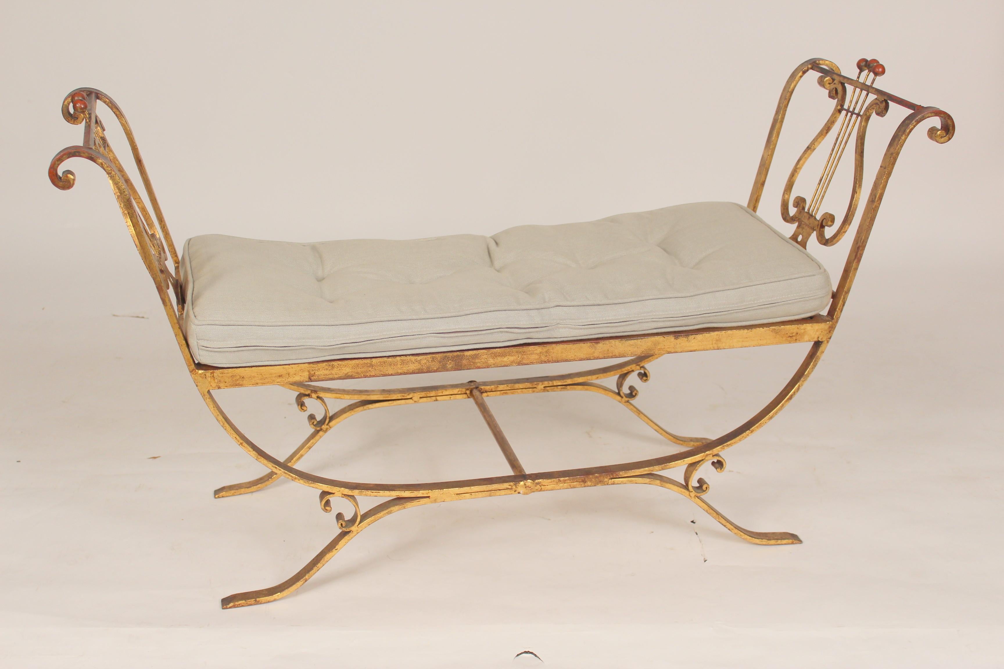 Neoclassical Neo Classical Style Gilt Iron Bench