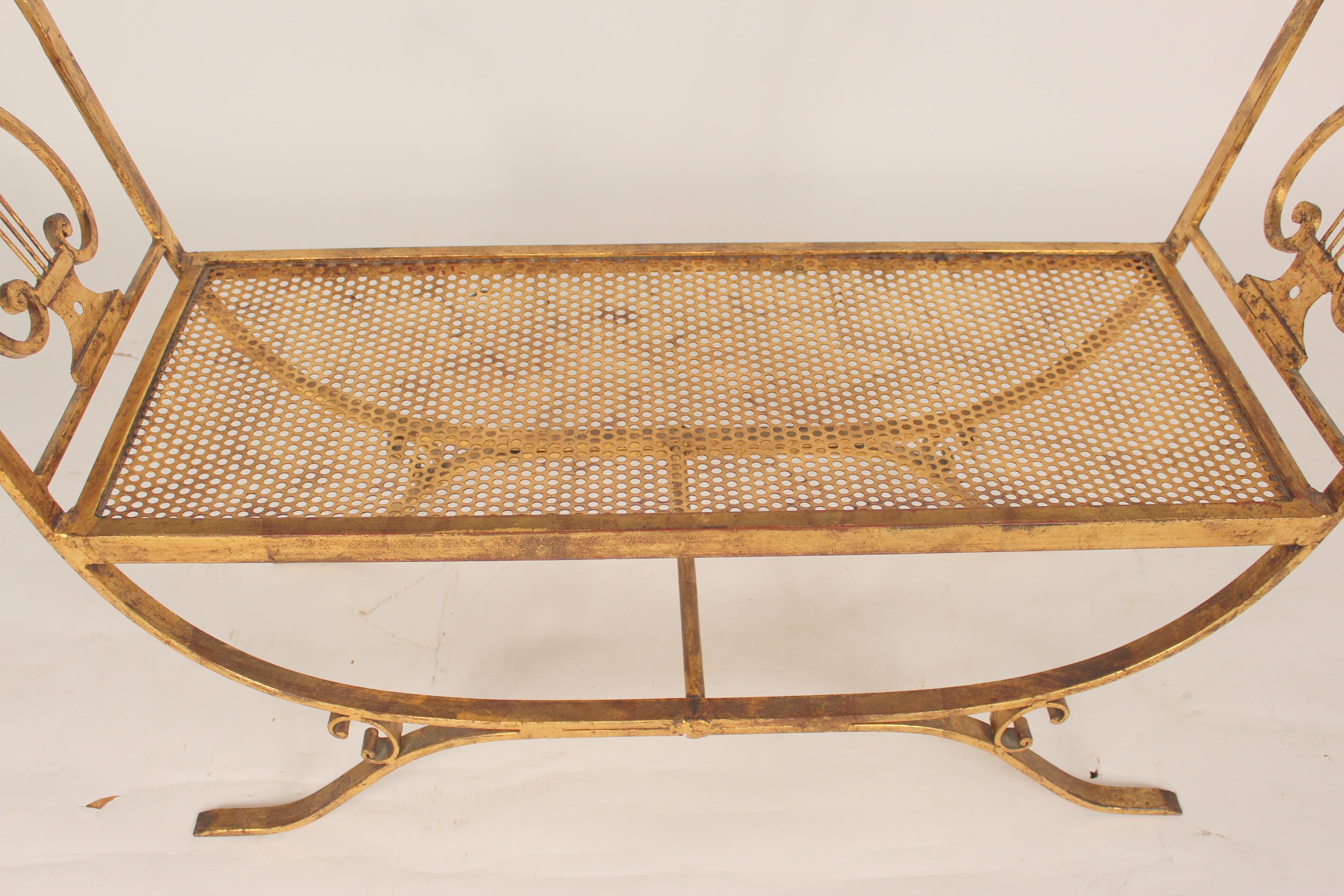 Neo Classical Style Gilt Iron Bench 2
