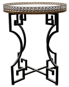 Neo-Classical Style Greek Key Marble Top & Brass Side / Drinks / Sofa Table