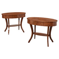 Neo-Classical Style Hendrix Allardyce Burl Walnut Side Tables - Pair