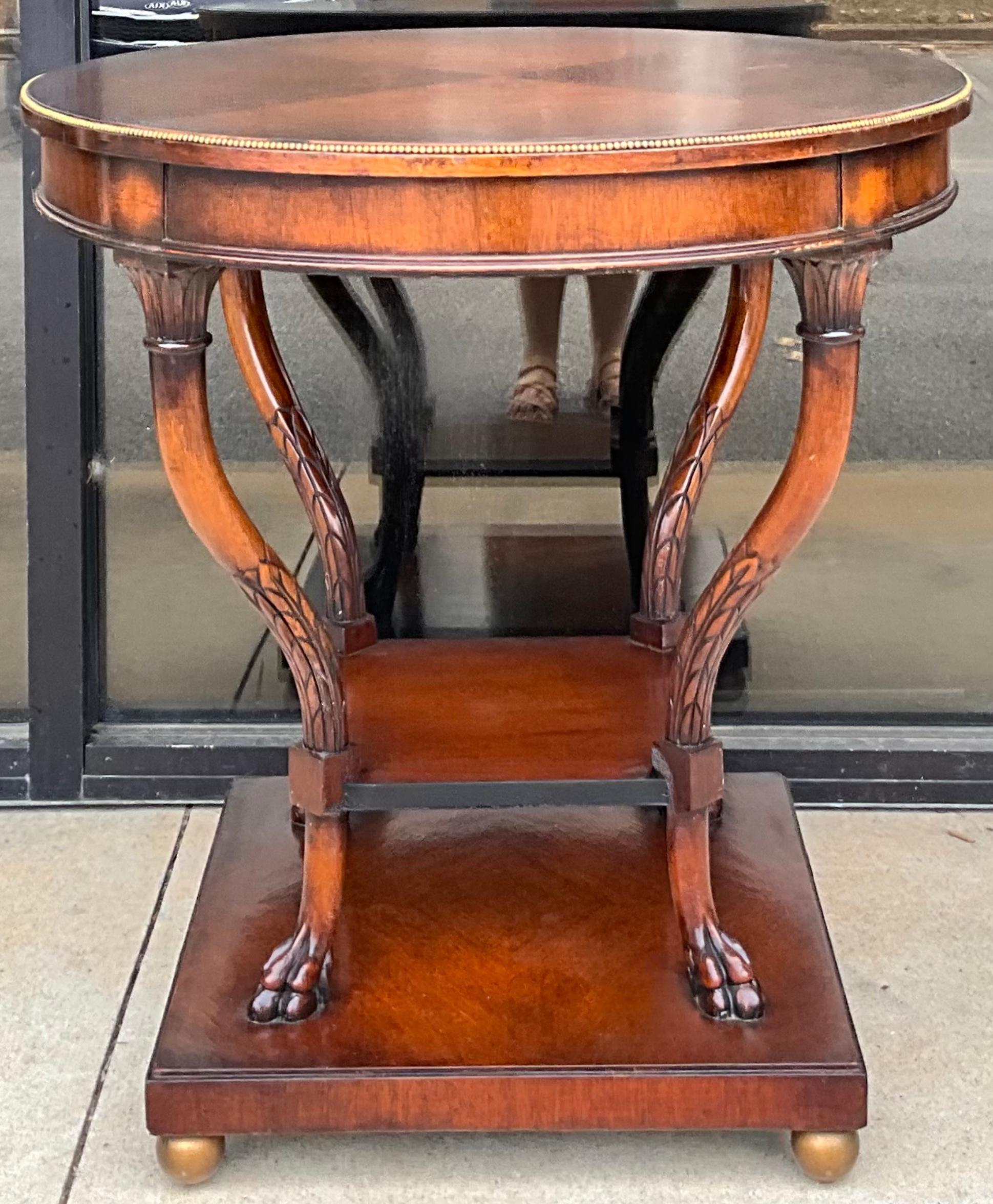 Neo-Classical Style Inlaid Mahogany Side Tables - Pair In Good Condition For Sale In Kennesaw, GA
