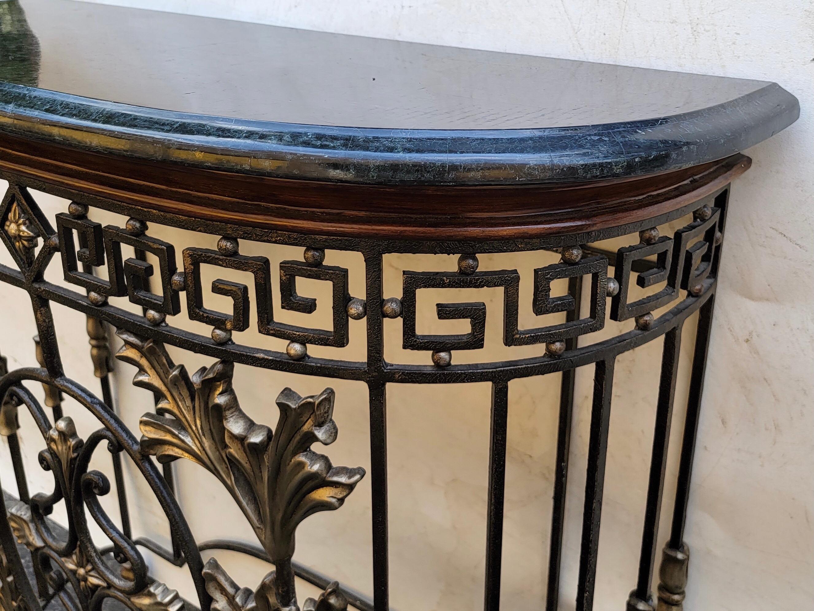 Neo-Classical Style Iron, Bronze & Marble Console Tables Att. Maitland-Smith -2 3