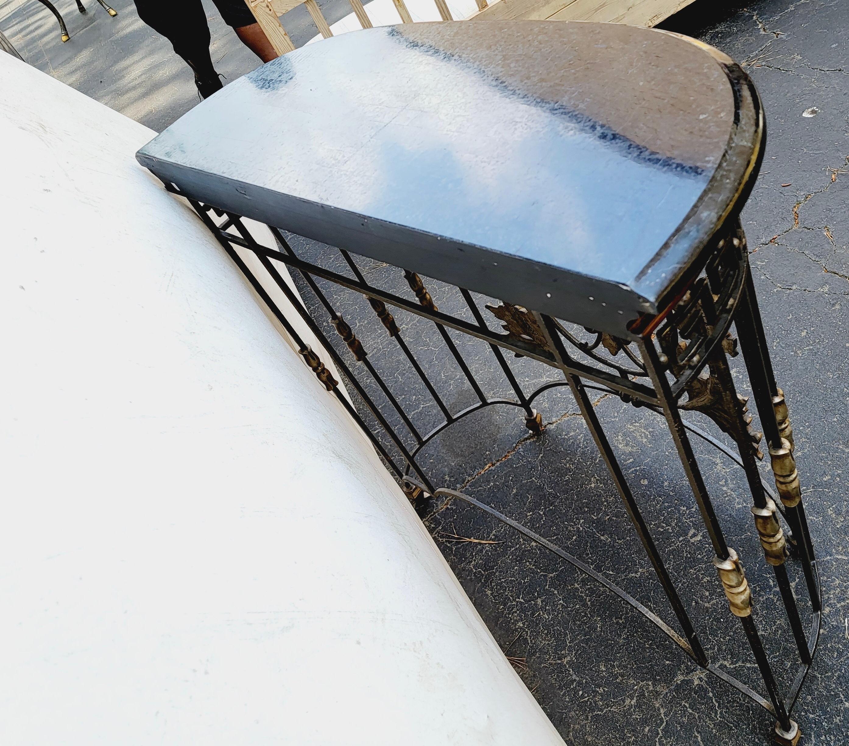 Neo-Classical Style Iron, Bronze & Marble Console Tables Att. Maitland-Smith -2 1