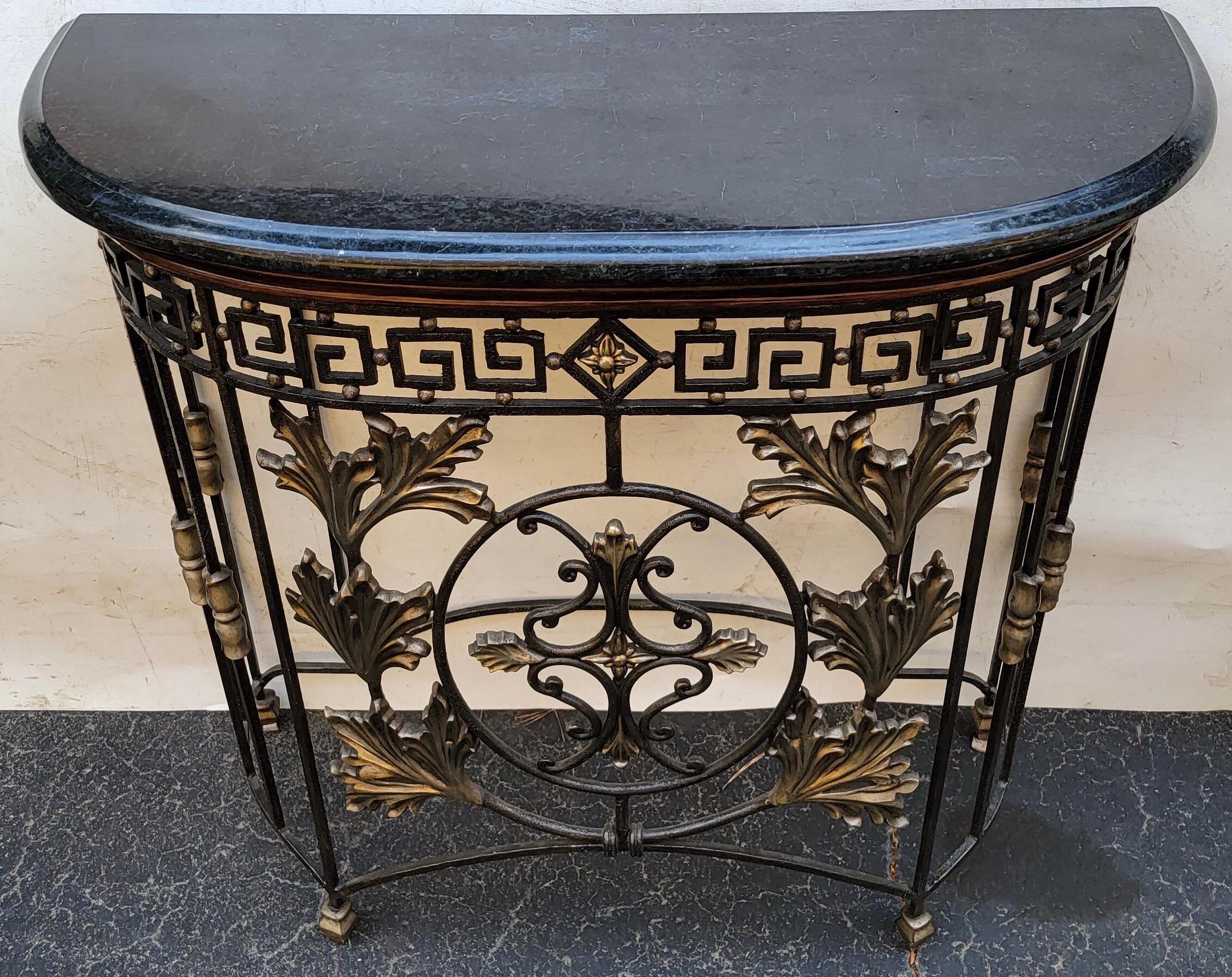 Neo-Classical Style Iron, Bronze & Marble Console Tables Att. Maitland-Smith -2 2