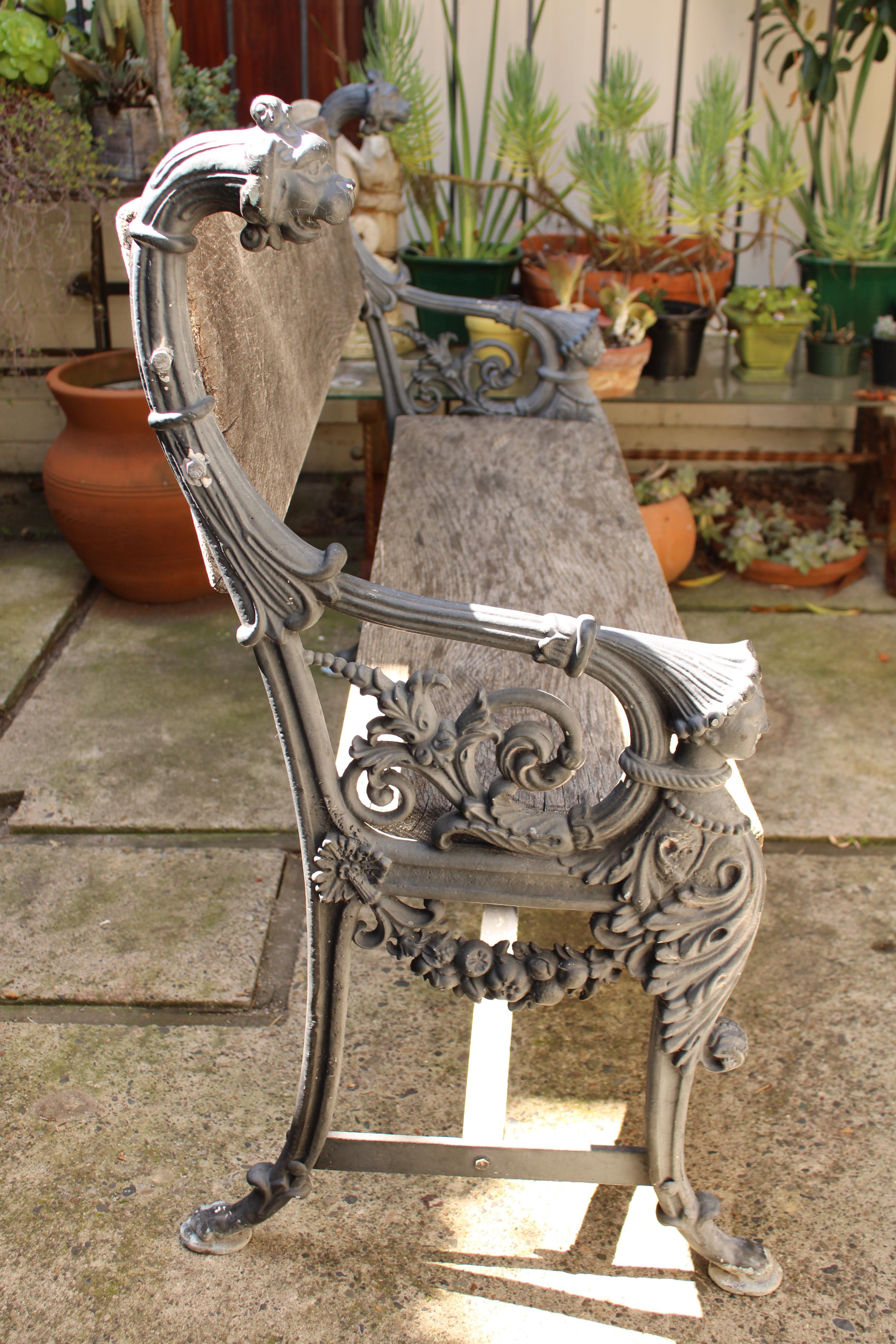 French Neoclassic Style Iron Garden Bench