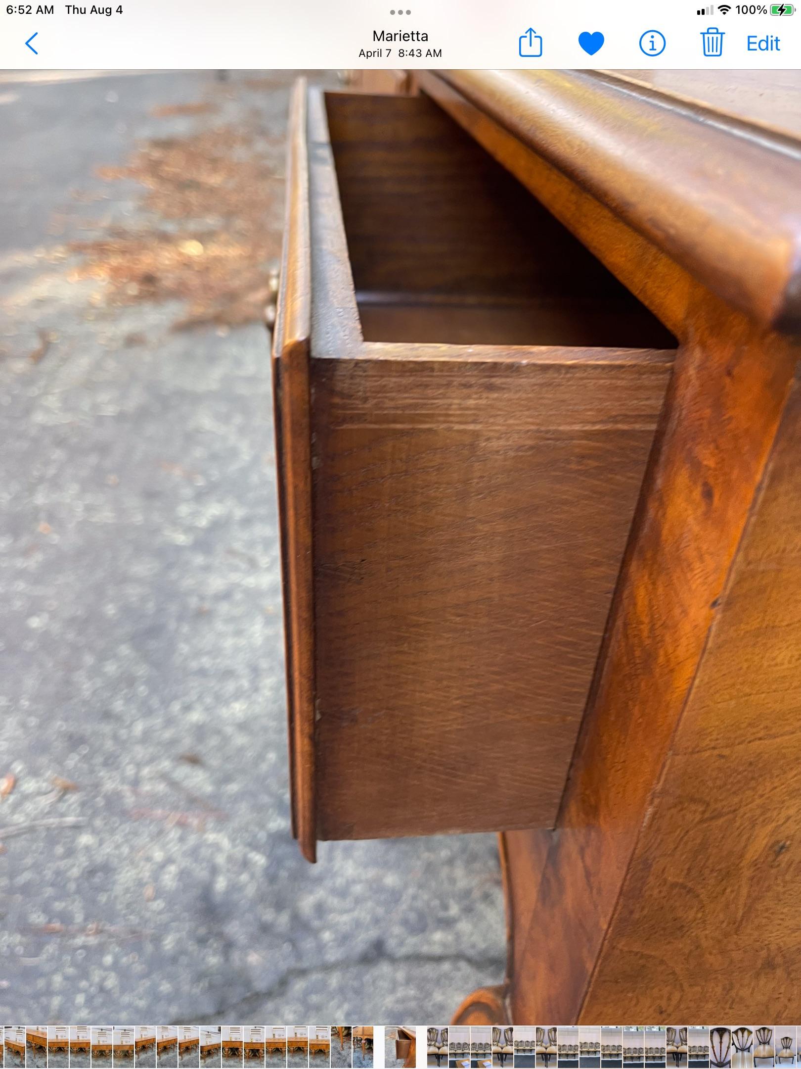 Neo-Classical Style Italian Burl Wood Credenza / Sideboard with Hairy Paw Feet 6