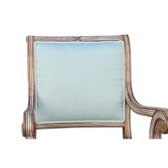 Neo-Classical Style Italian Carved Fruitwood And Painted Bergere Chairs - Pair
