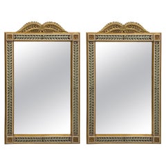 Neo-Classical Style Italian Carved Giltwood And Painted Mirrors, Pair