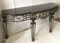 Neo-Classical Style Italian Iron, Brass and Granite Console Table, 2 Available
