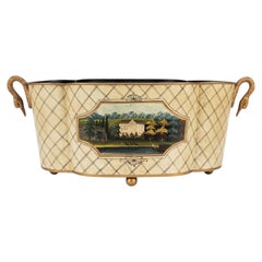 Neo-Classical Style Italian Tole Cachepot / Planter By Decorative Crafts