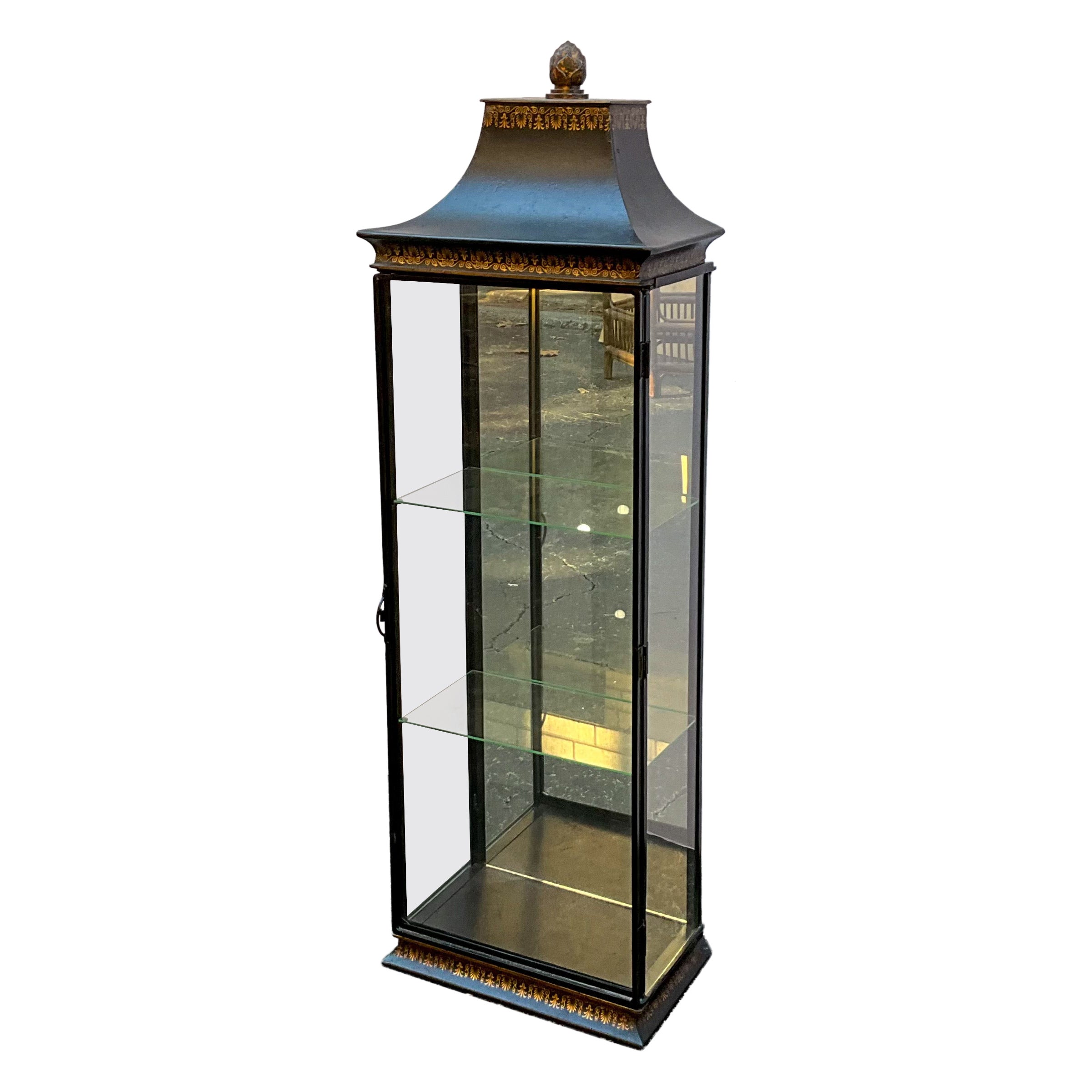 Neo-Classical Style Italian Tole Wall Mounted Table Top Vitrine / Cabinet