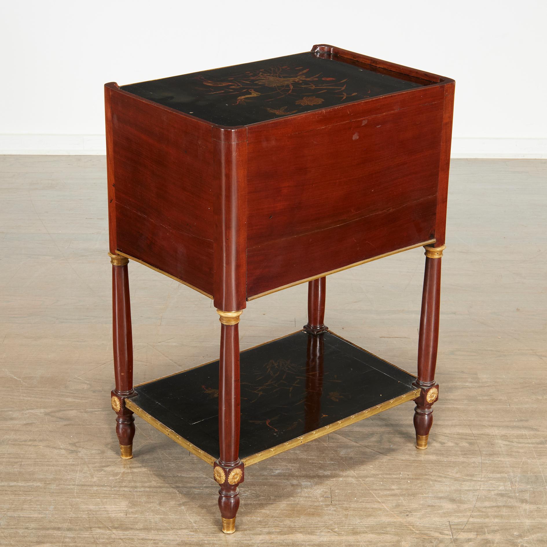 Neo Classical Style Mahogany Side Table Inset with Japan Lacquered Panels For Sale 1