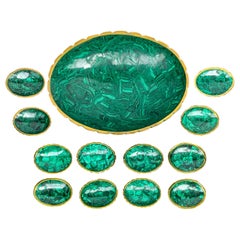 Set di ciotole in malachite e bronzo in stile neoclassico - Vassoio / Piatti -S/13