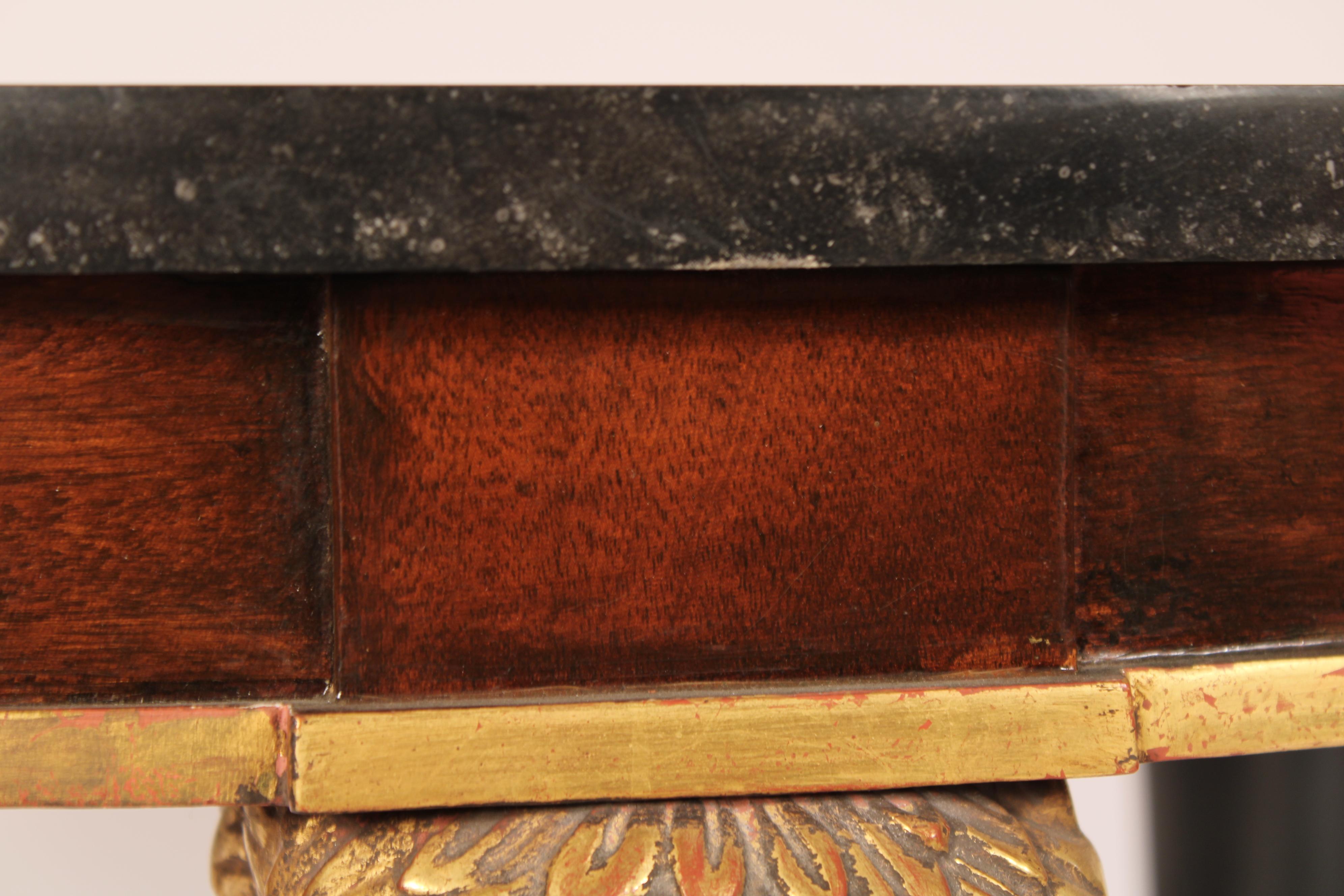 Gold Leaf Neo Classical Style Marble Top Center Table For Sale