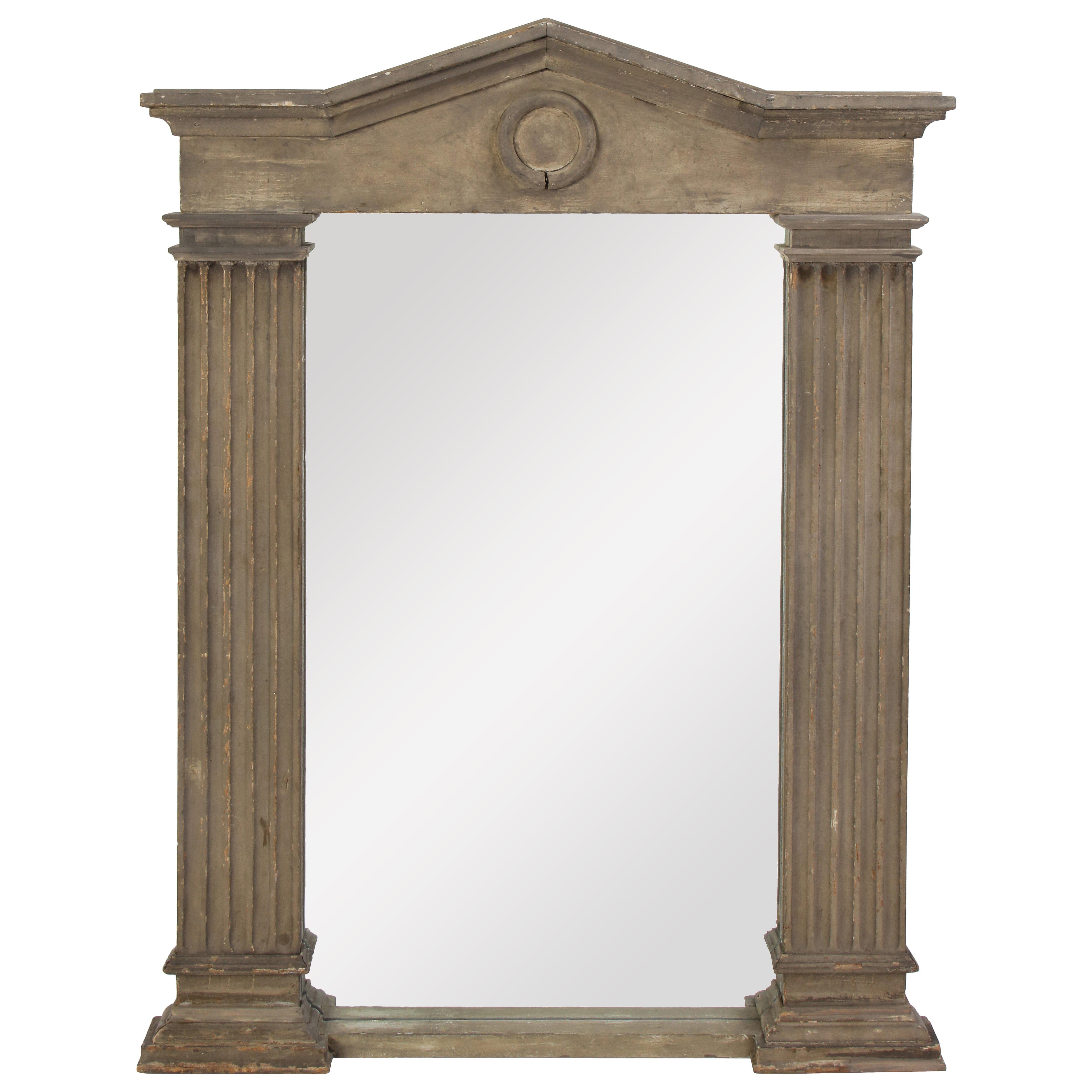Neo-Classical Style Mirror Painted in Gray, Modern For Sale