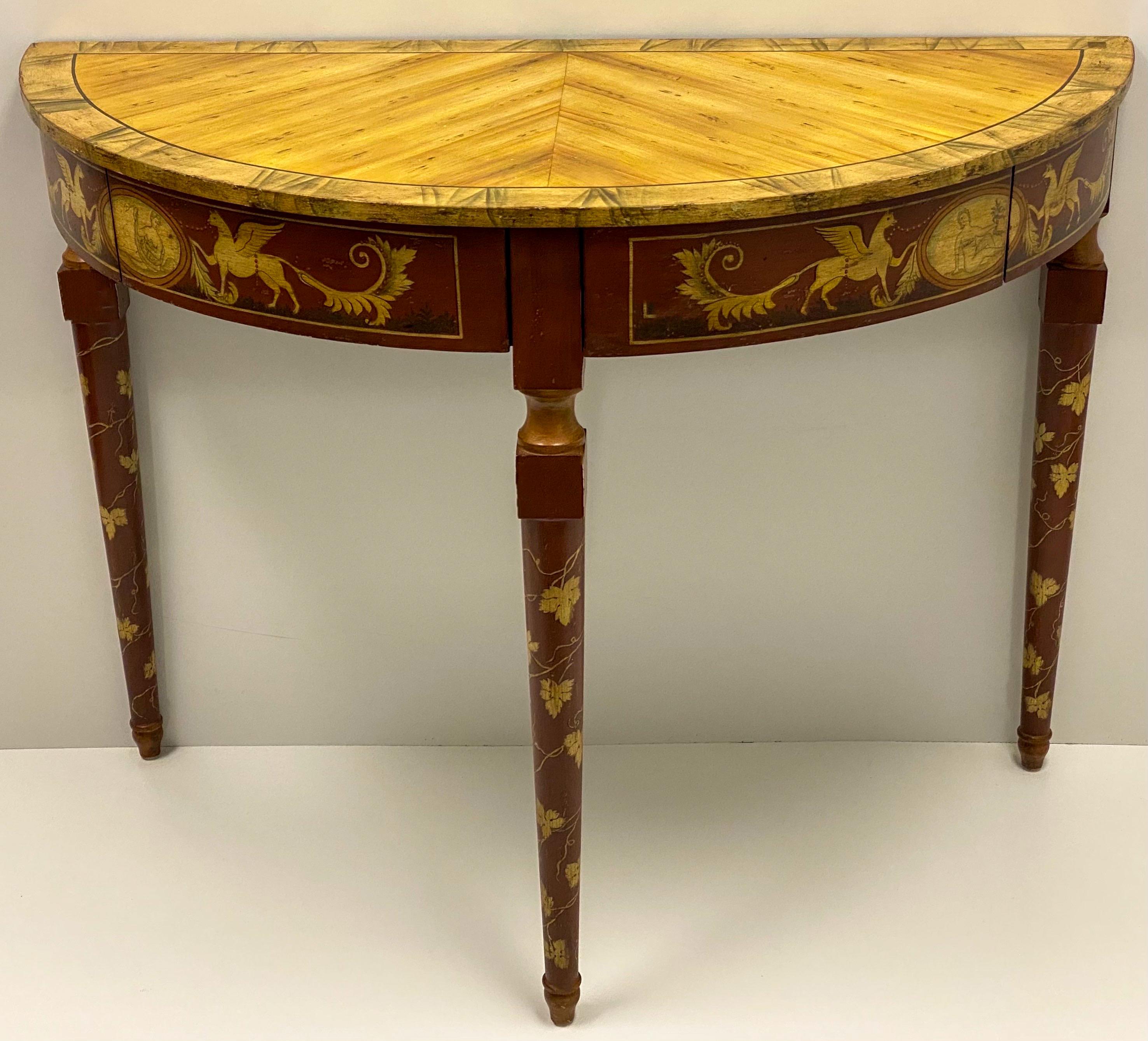 Neo-Classical Style Painted Console Table With Faux Marble Top By Chelsea House In Good Condition For Sale In Kennesaw, GA