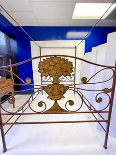 Neo-Classical Style Tole Painted Metal Framed Four Poster Bed, Queen