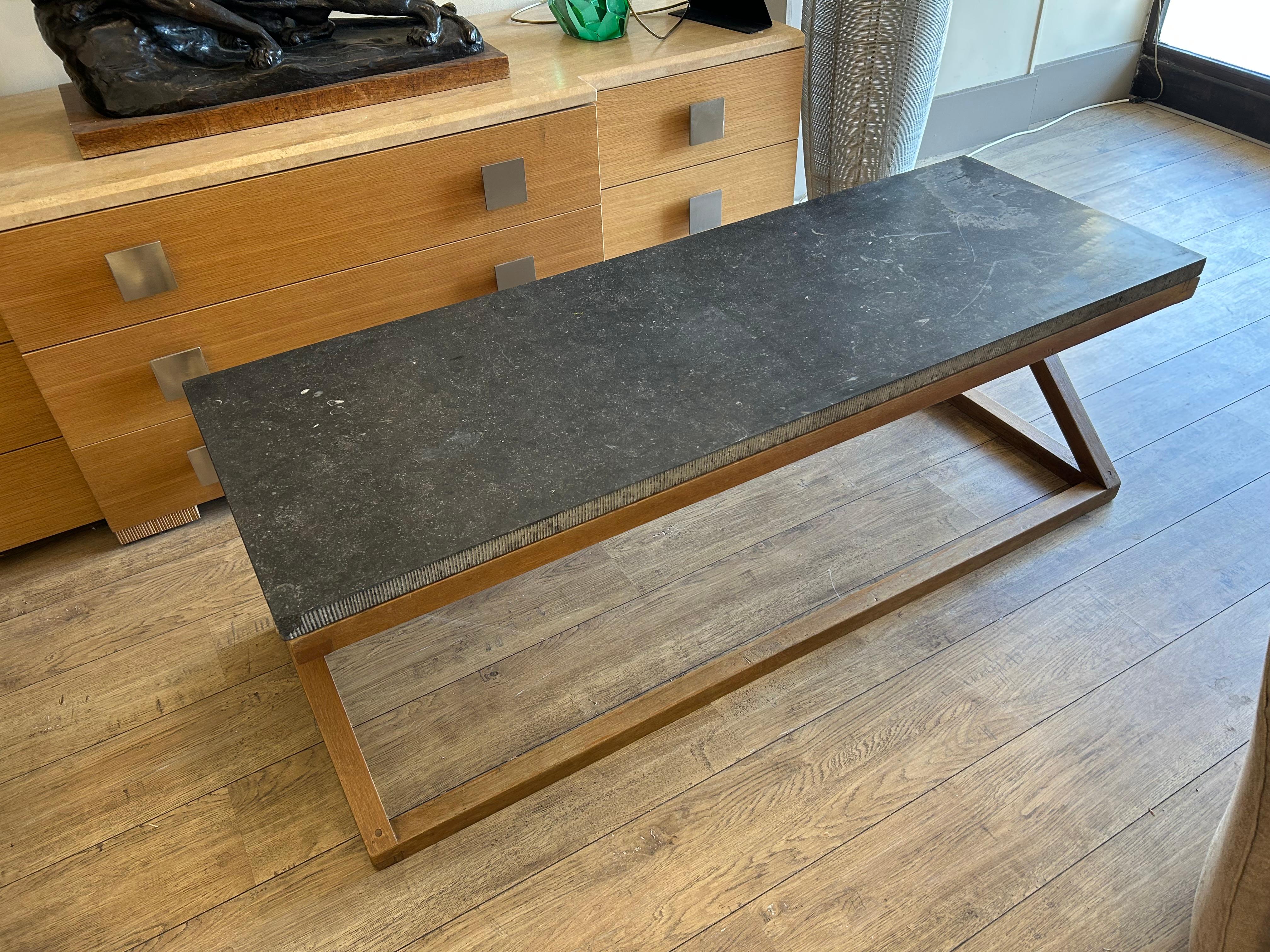Neo-classical table, oak and marble, XX ème For Sale 6