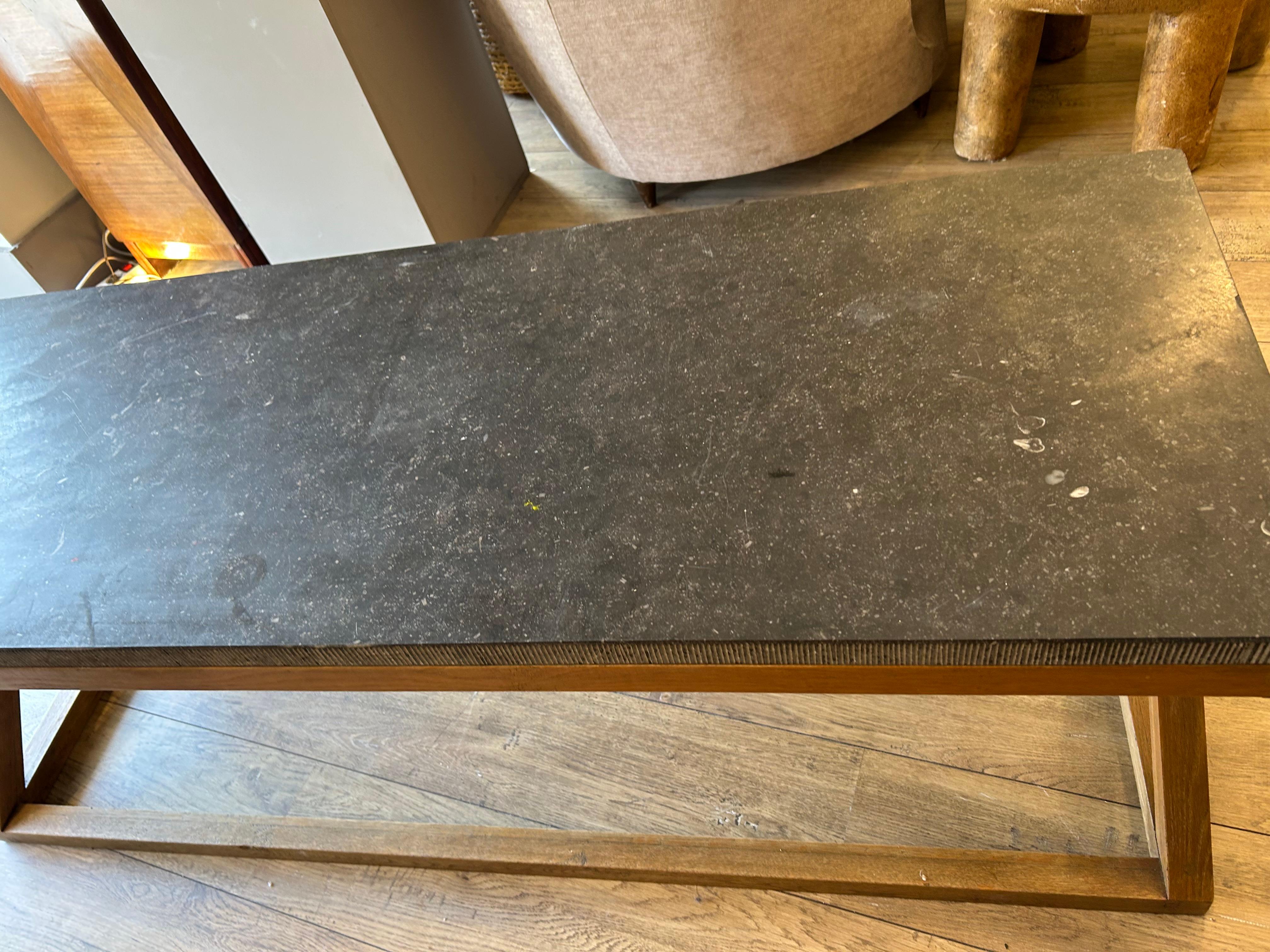 Neoclassical Neo-classical table, oak and marble, XX ème For Sale