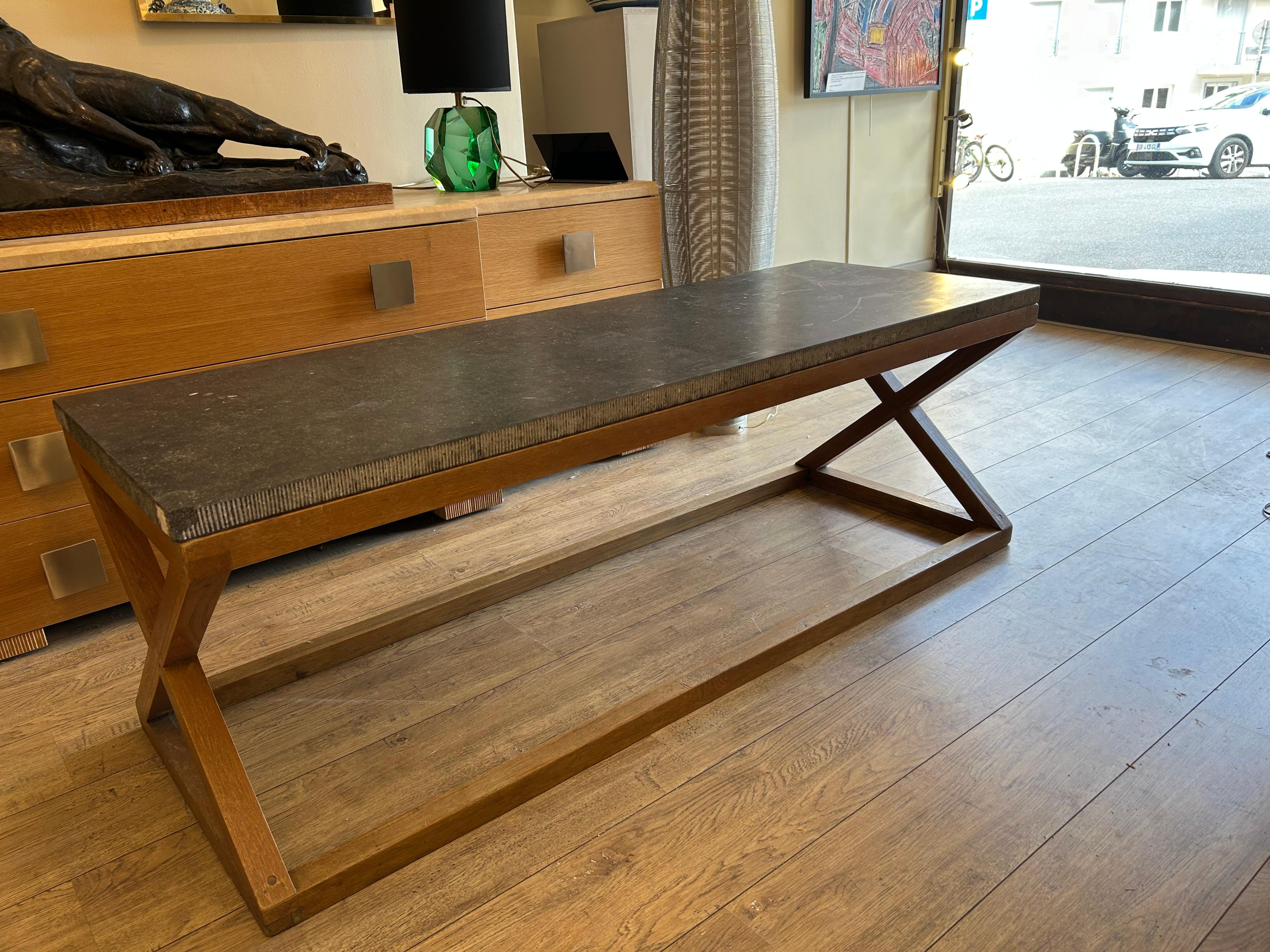 Marble Neo-classical table, oak and marble, XX ème For Sale
