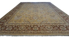 Neo-Classical Tan with Camel and Chestnut Border Wool Rug 8'11''x12'2''