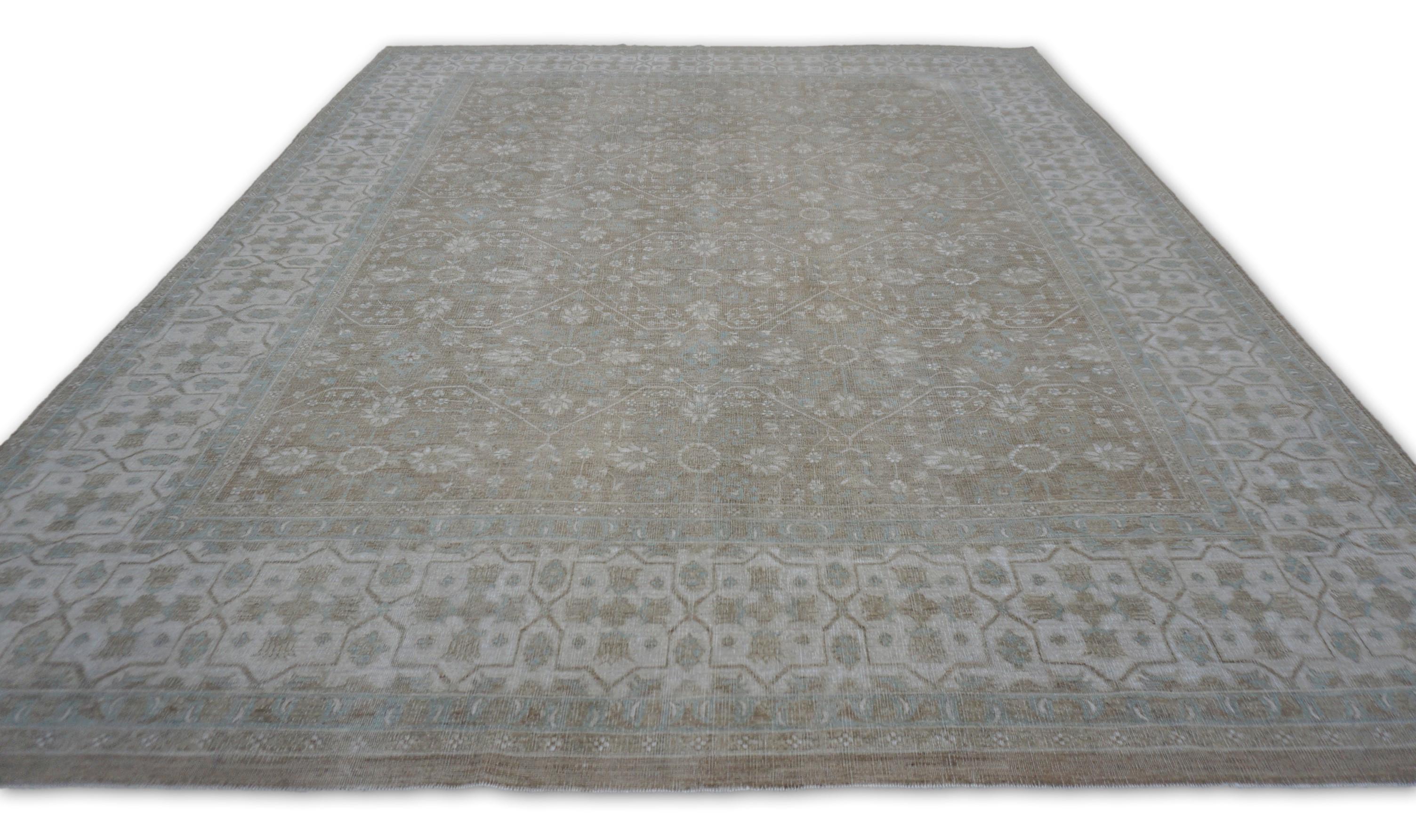 Alfombra neoclásica de lana topo extremadamente fina 7'9''x9'10'' Neoclásico en venta