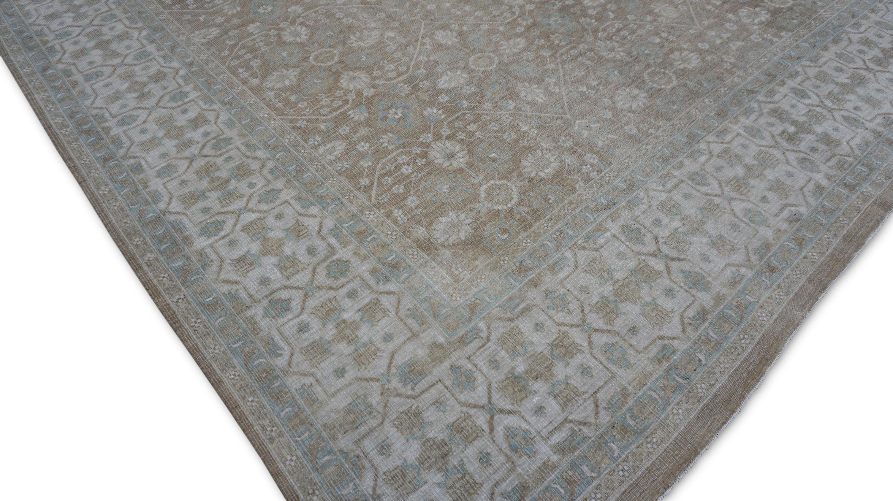 Alfombra neoclásica de lana topo extremadamente fina 7'9''x9'10'' Anudado a mano en venta