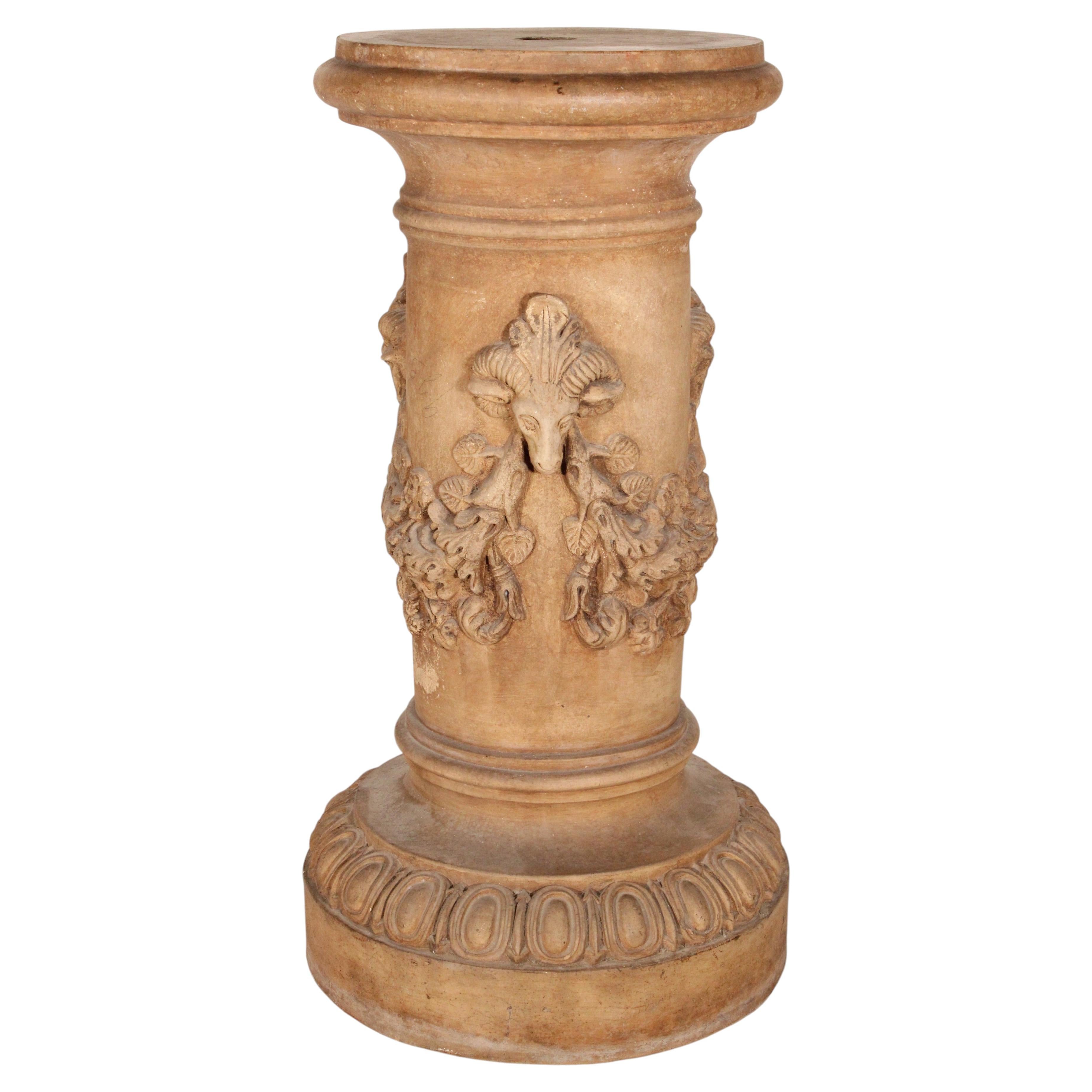Neo Classical Style Terracotta Pedestal For Sale