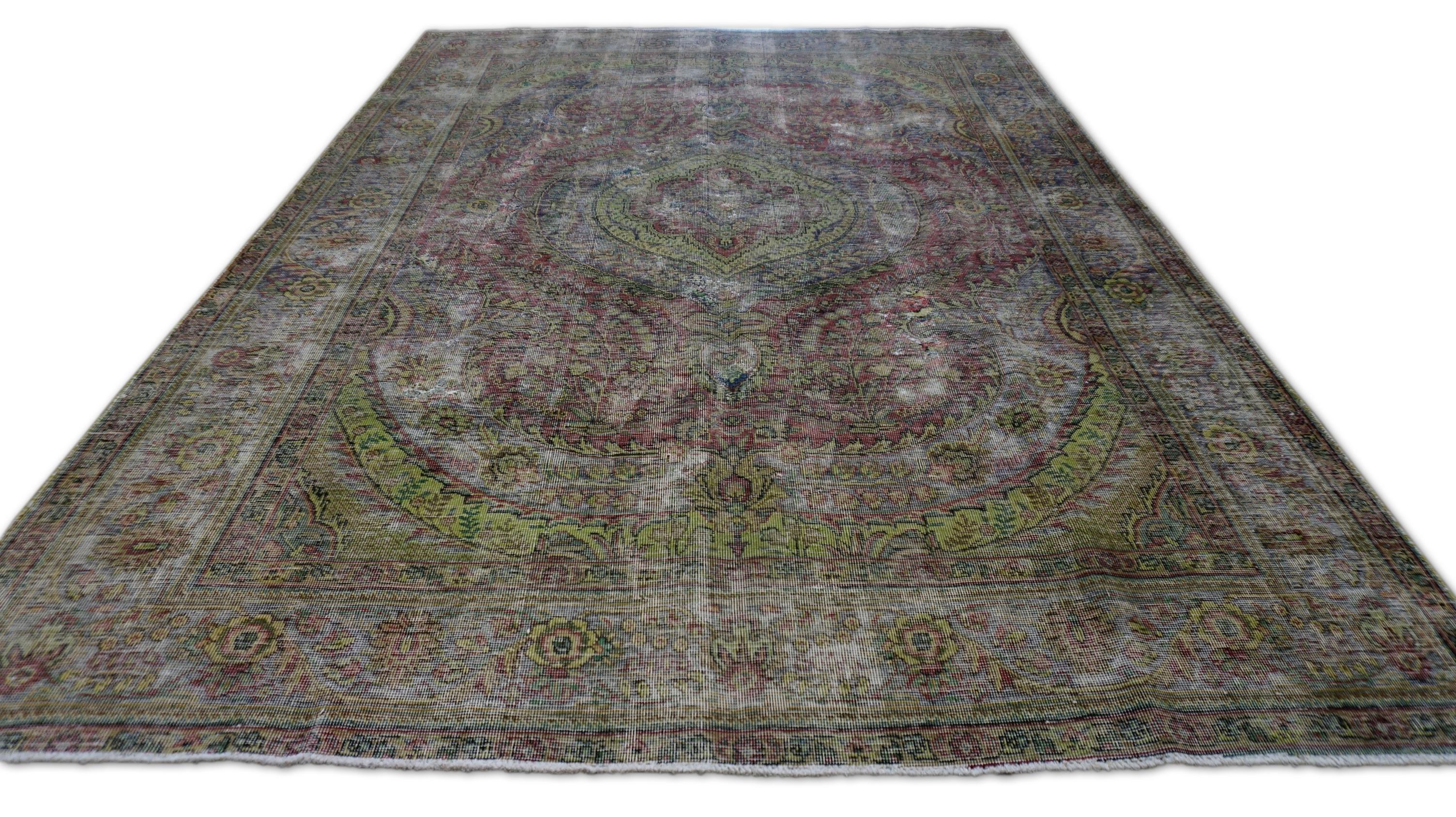 Alfombra neoclásica vintage de lana 6'7''x9'4'' Persa en venta