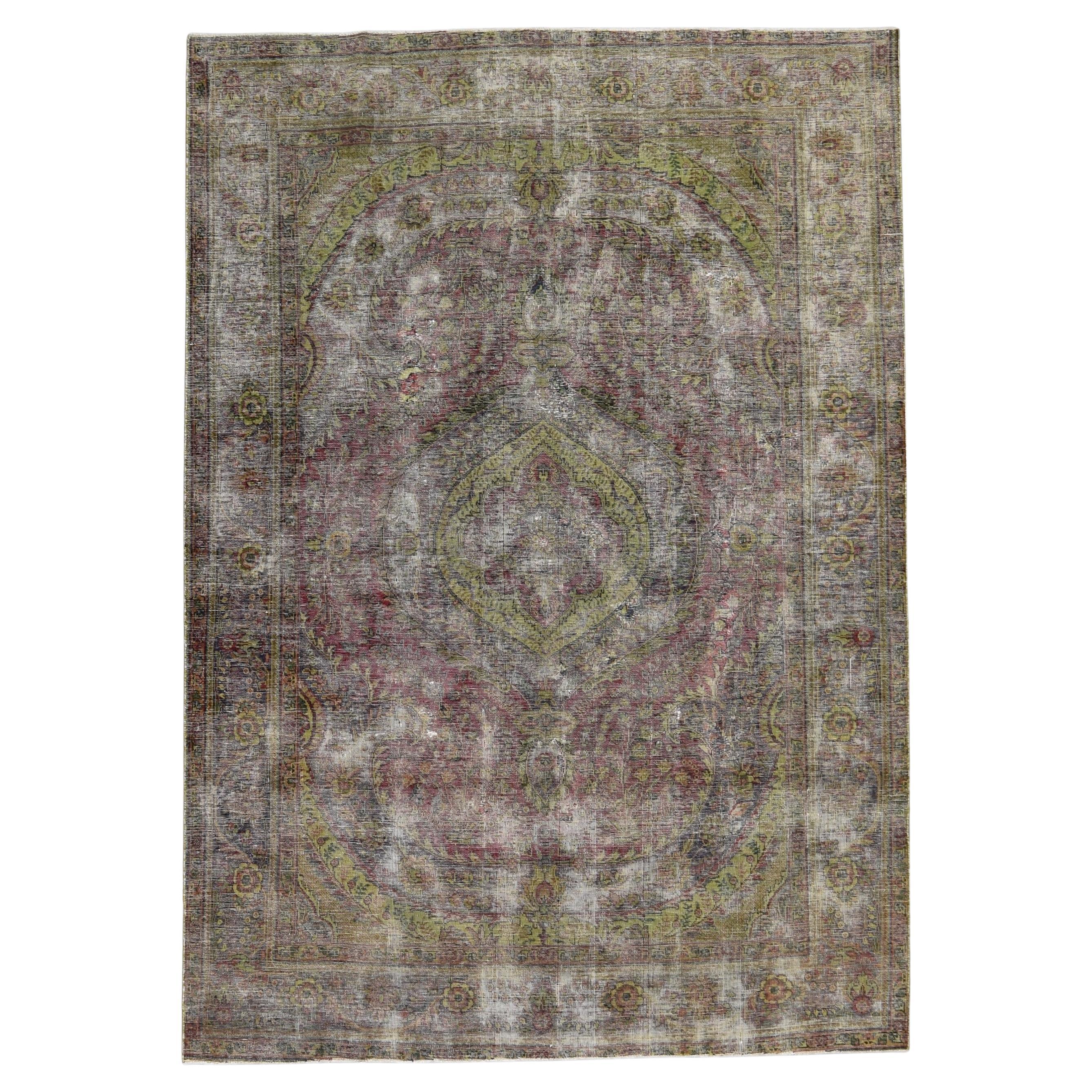 Alfombra neoclásica vintage de lana 6'7''x9'4'' en venta