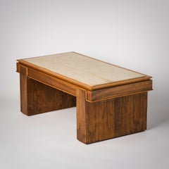 Neo-Classical Walnut and Velum Coffee Table, France 1940's