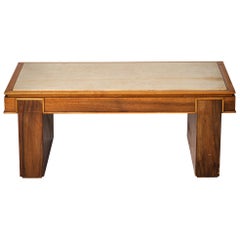 Neo-Classical Walnut and Velum Coffee Table, France 1940's