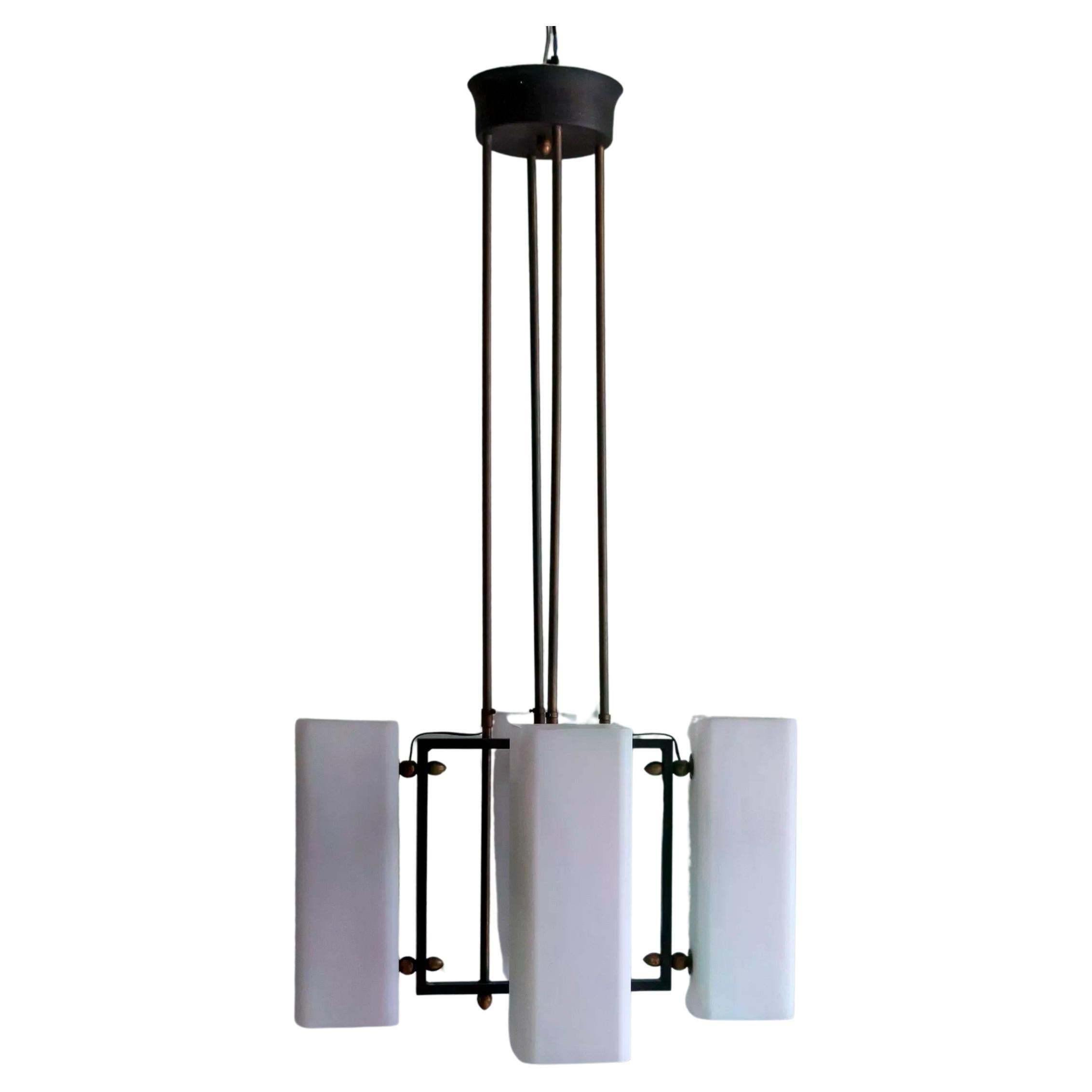 Lámpara colgante italiana neoconstructivista de Stilnovo, escuela milanesa, ca 1959 en venta