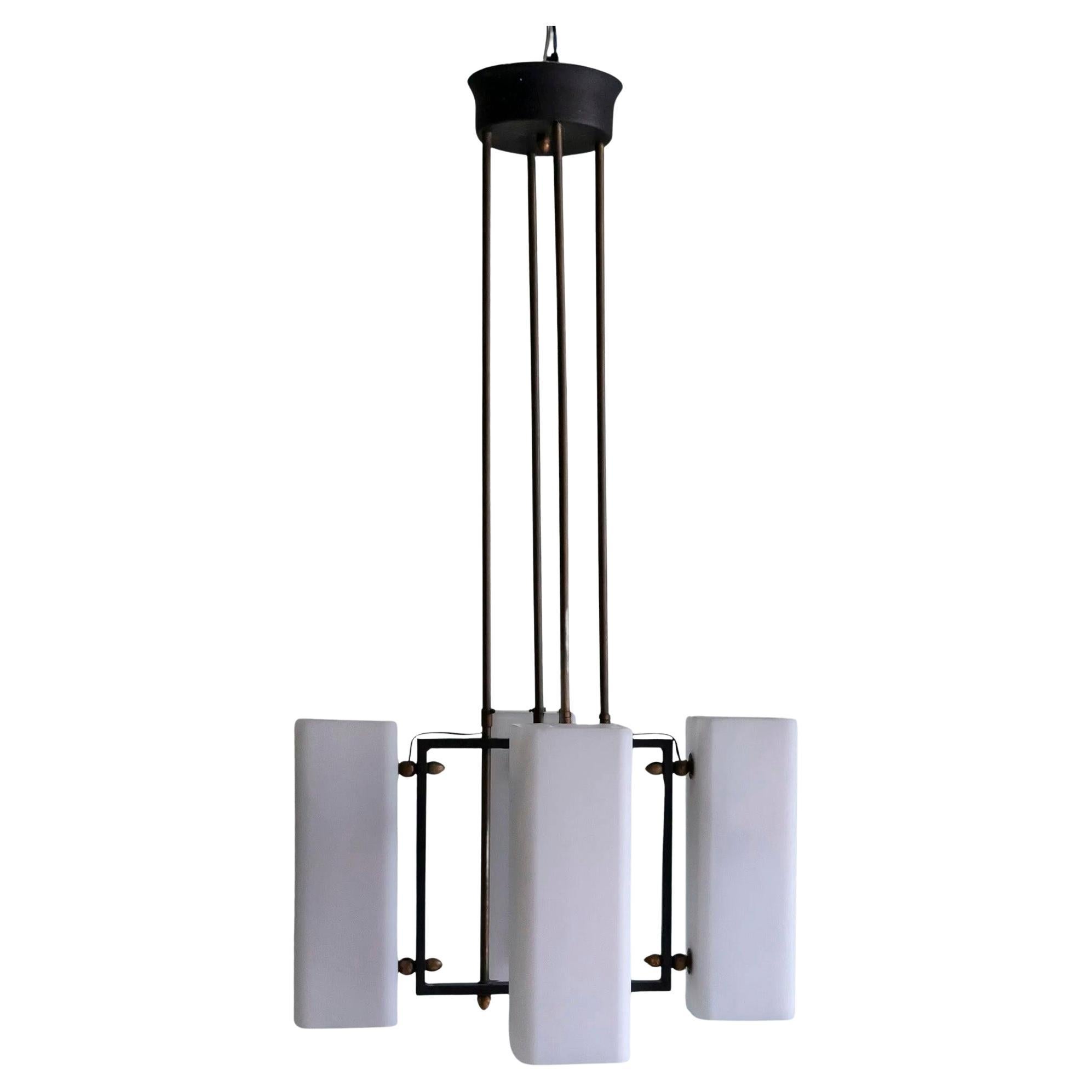 Neo-Constructivist Italian Pendant Light by Stilnovo, Milanese School, ca 1959