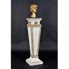 Tall Tessellated Stone Pedestal by Maitland-Smith, 1980s Neo-Deco