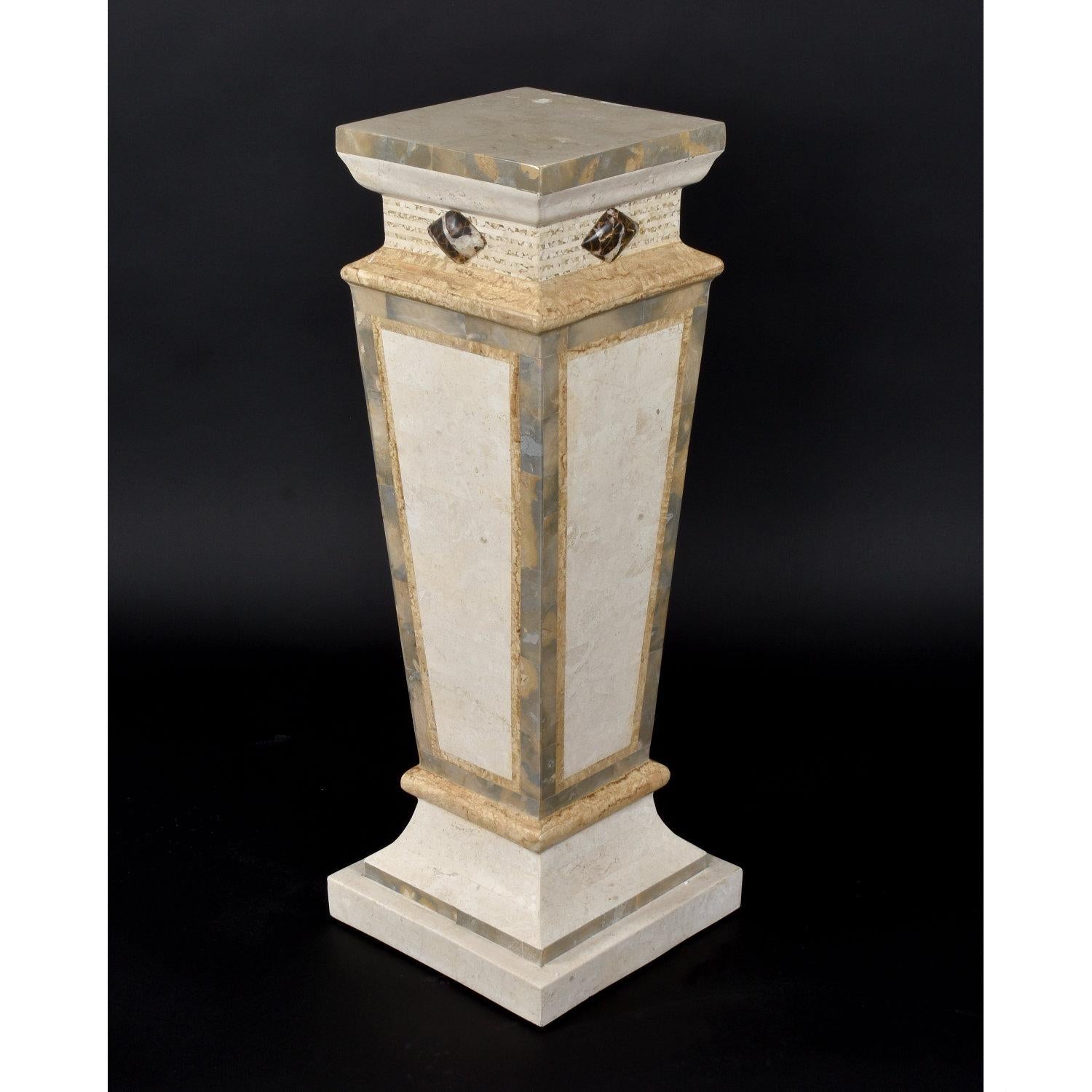 American Neo Deco Maitland Smith Tessellated Stone Display Pedestal For Sale