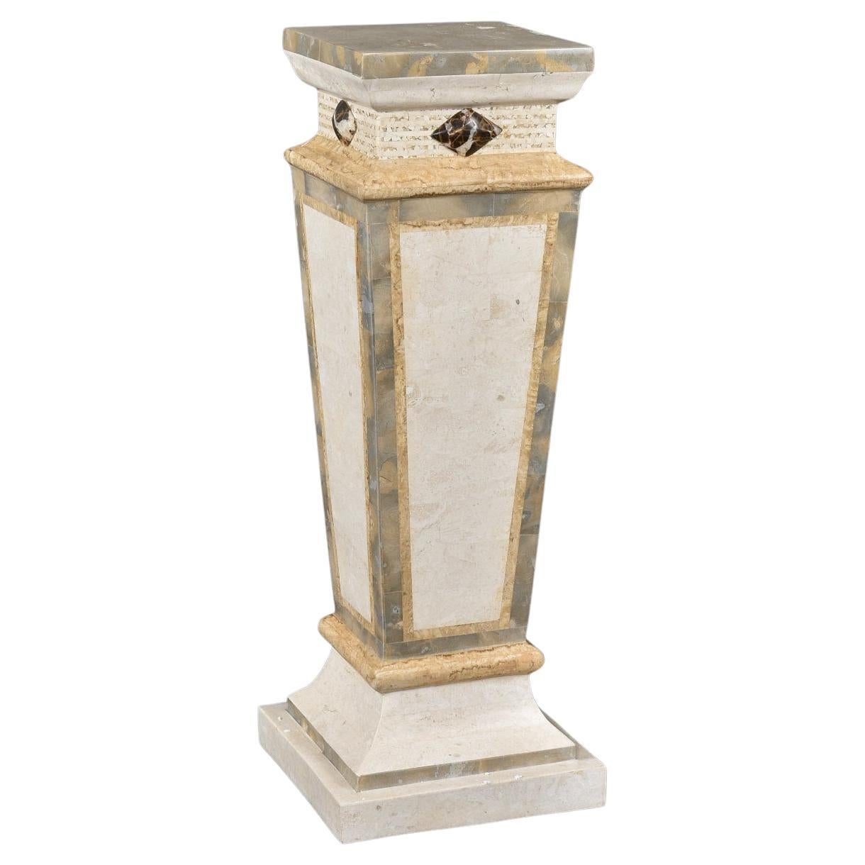 Neo Deco Maitland Smith Tessellated Stone Display Pedestal For Sale