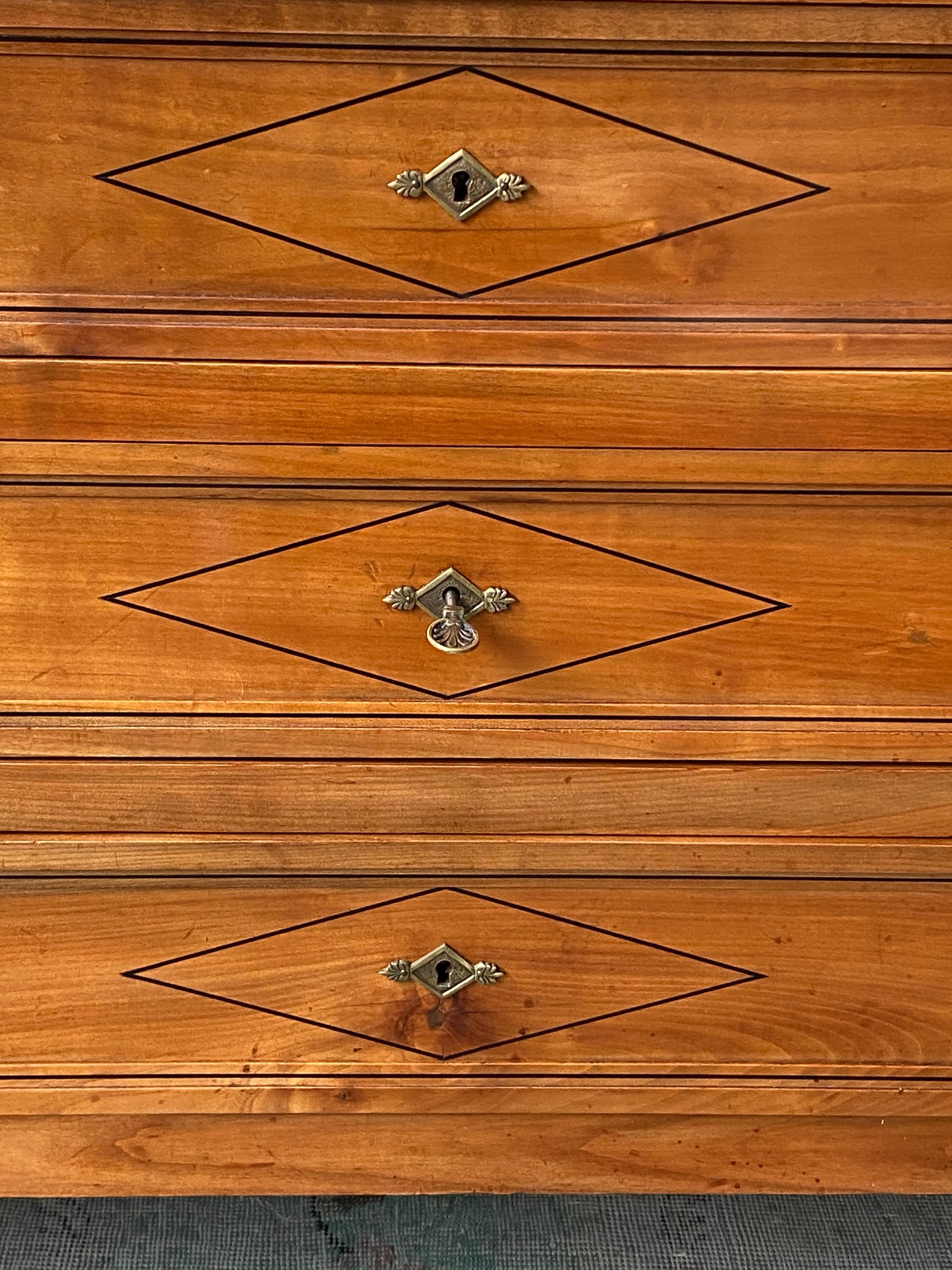French 1940s Directoire Style Fruitwood Chest of Drawers For Sale 1
