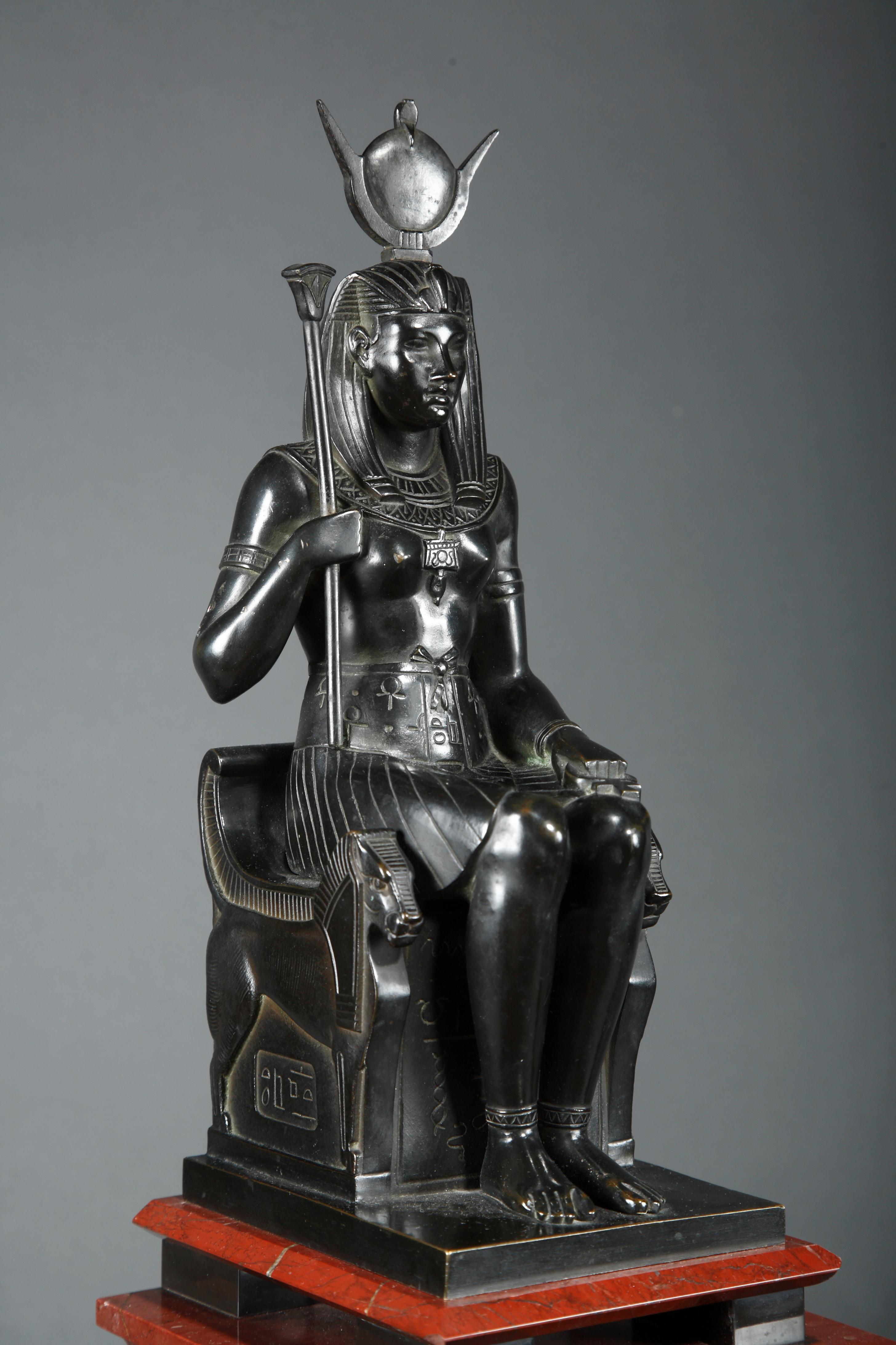 French Neo-Egyptian Marble Clock Attributed to G. Servant, France, Circa 1870 For Sale