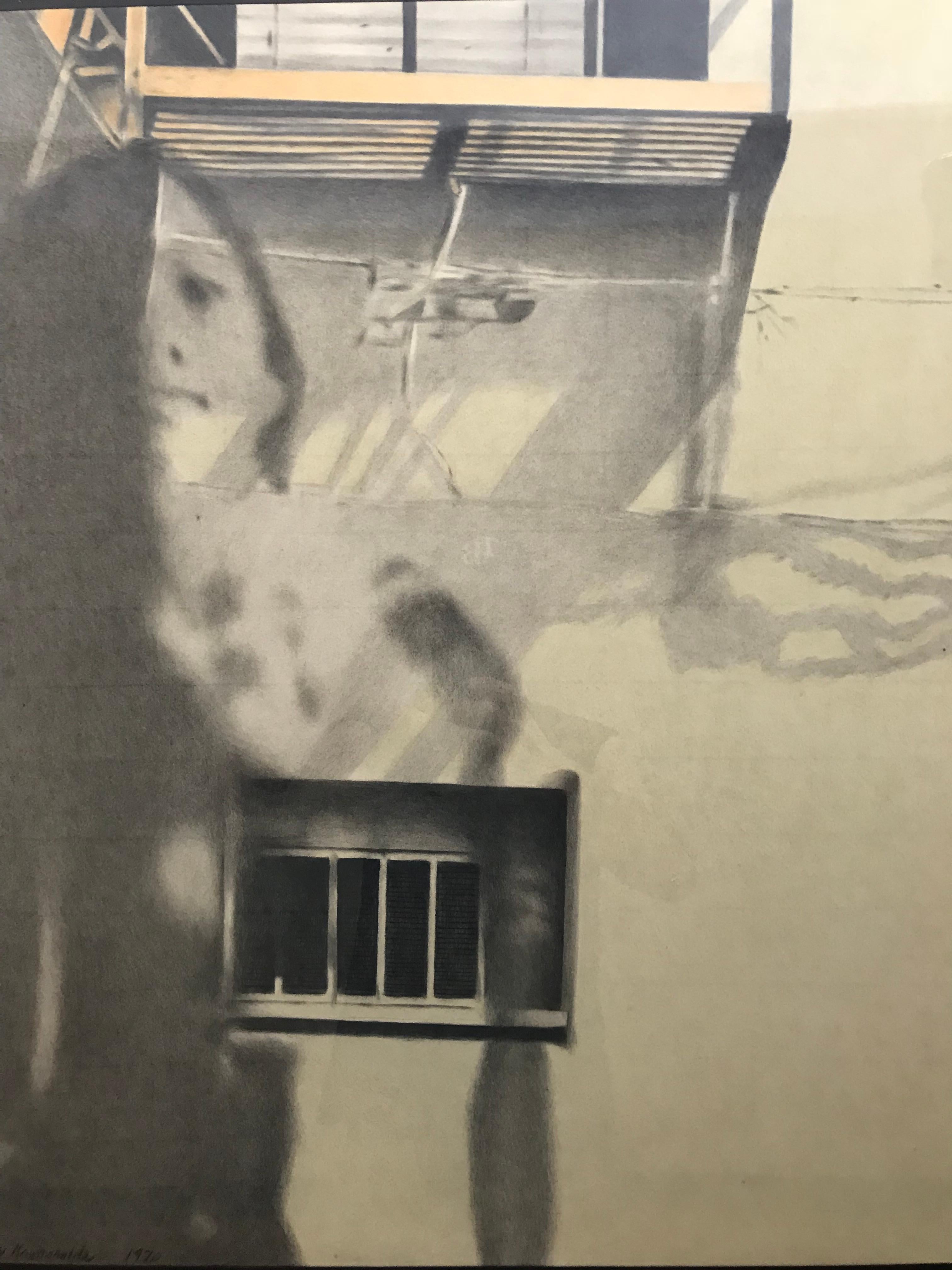 Plexiglass Mid Century Modern Neo-Expressionist Diptych Paintings Jeffrey Kronsnoble, 1970