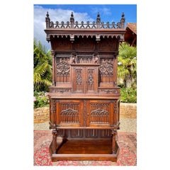 Neo-Gothic Carved Walnut Buffet, 19th Century