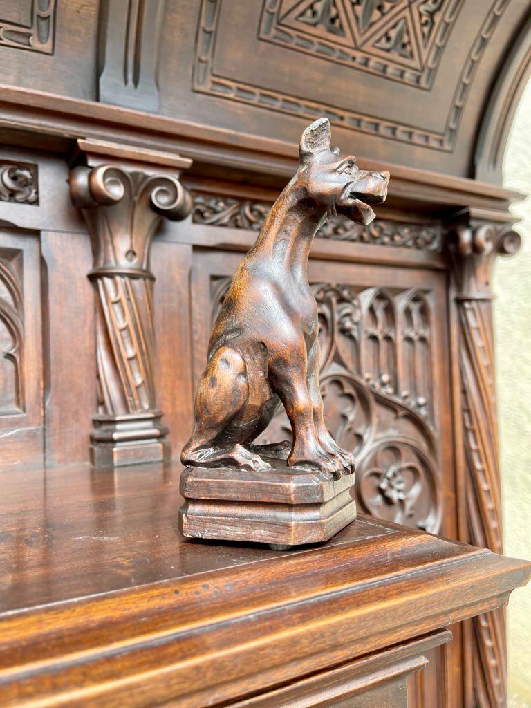 Neo-Gothic Carved Walnut Buffet, 19th Century 1