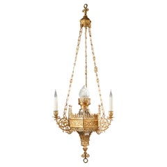 Neo-Gothic Chandelier Attributed to F. Barbedienne, France, Late 19th Century